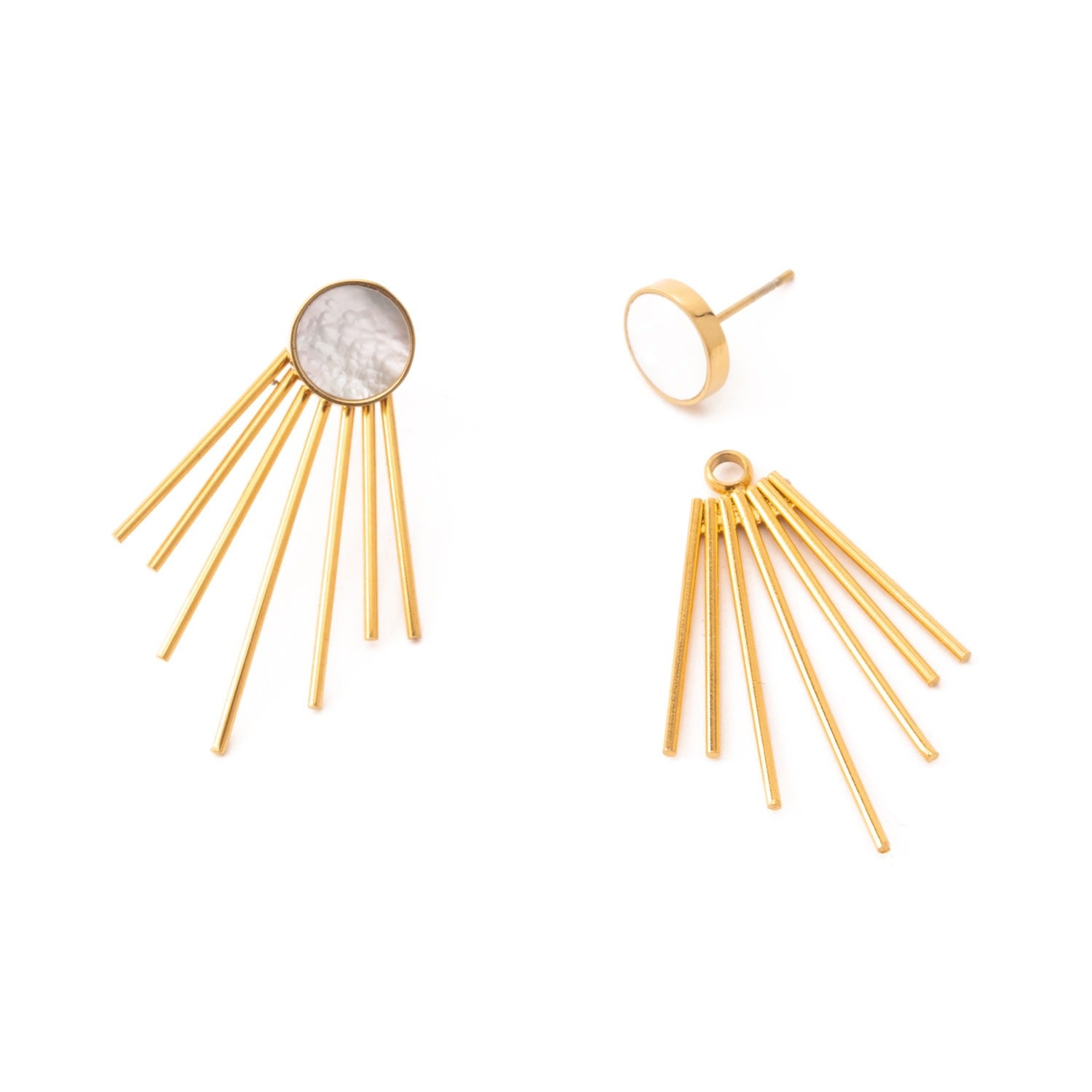 Caroline Mother Of Pearl Stud & Fringe Earrings