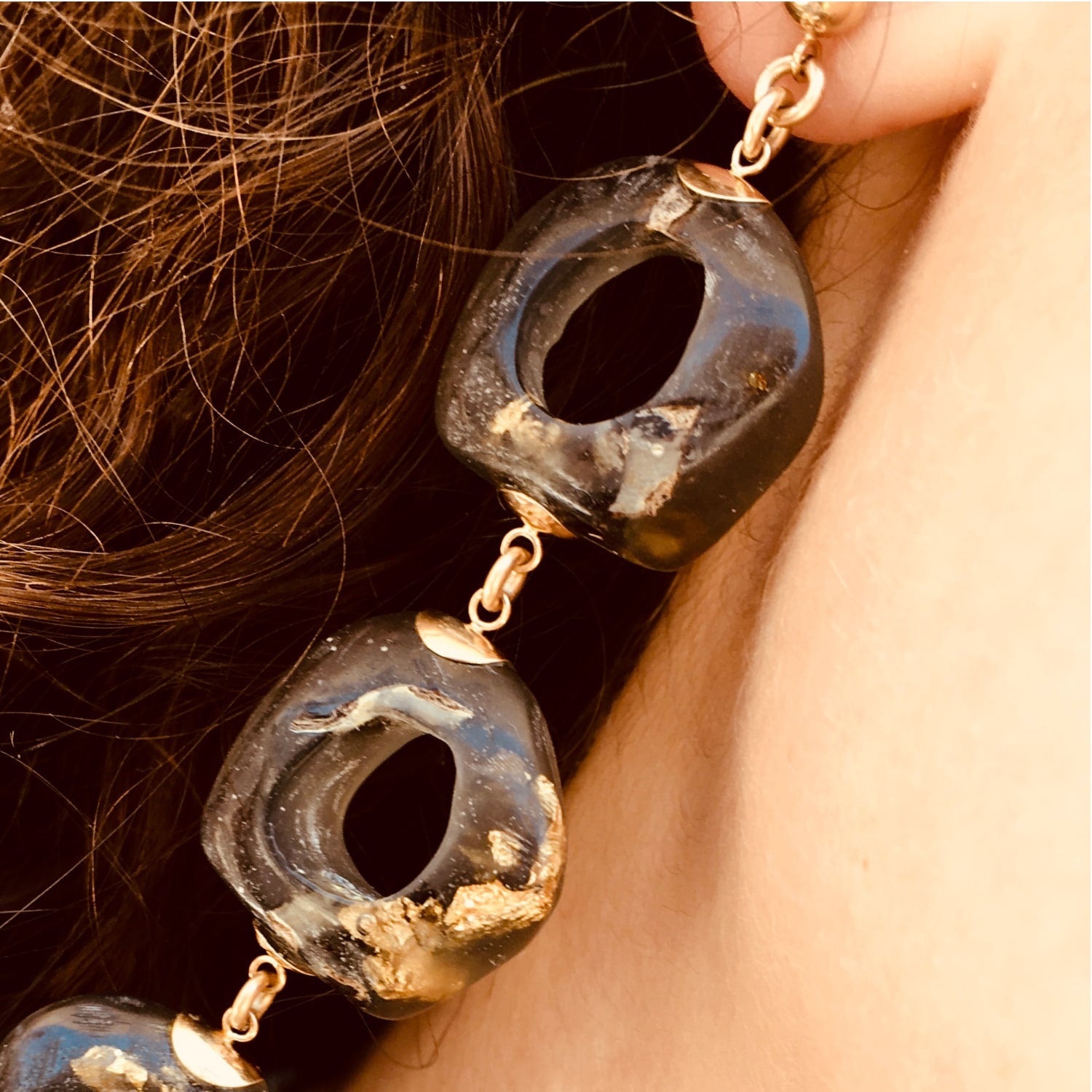 Carver Chain Earrings - Gold