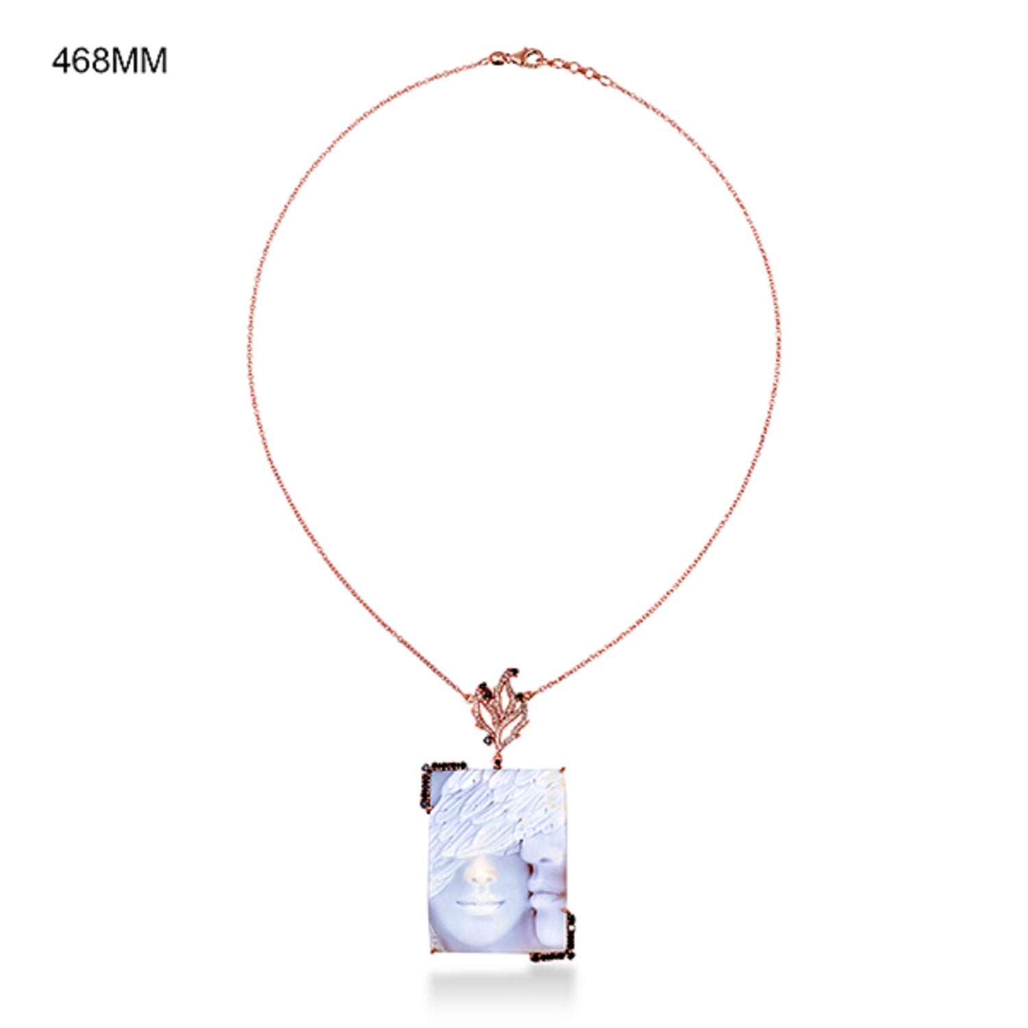 Carving Shall & Diamond Cameos Choker Necklace In 18K Rose Gold