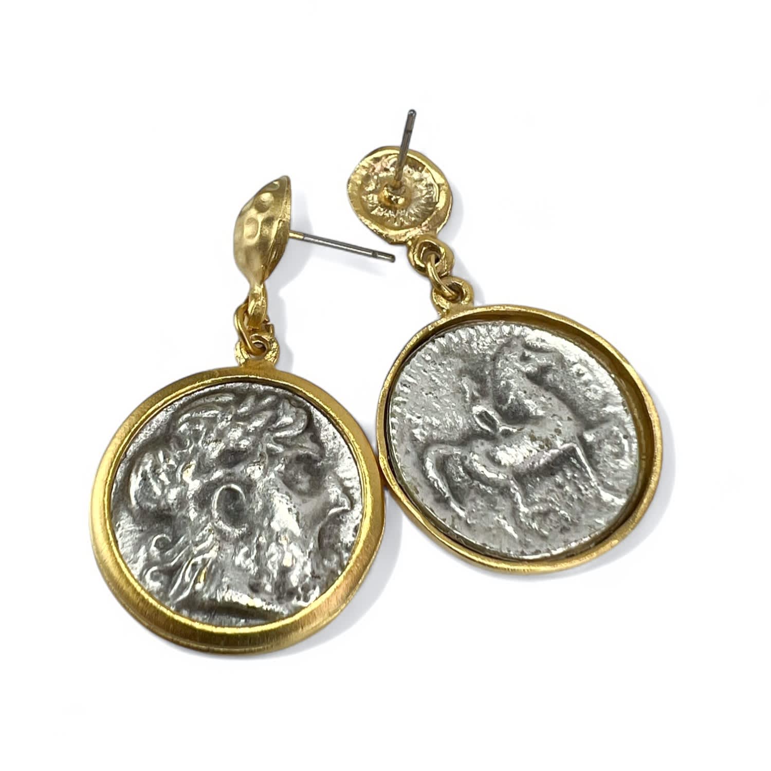 Cassia Gold Plated Roman Coin Earing