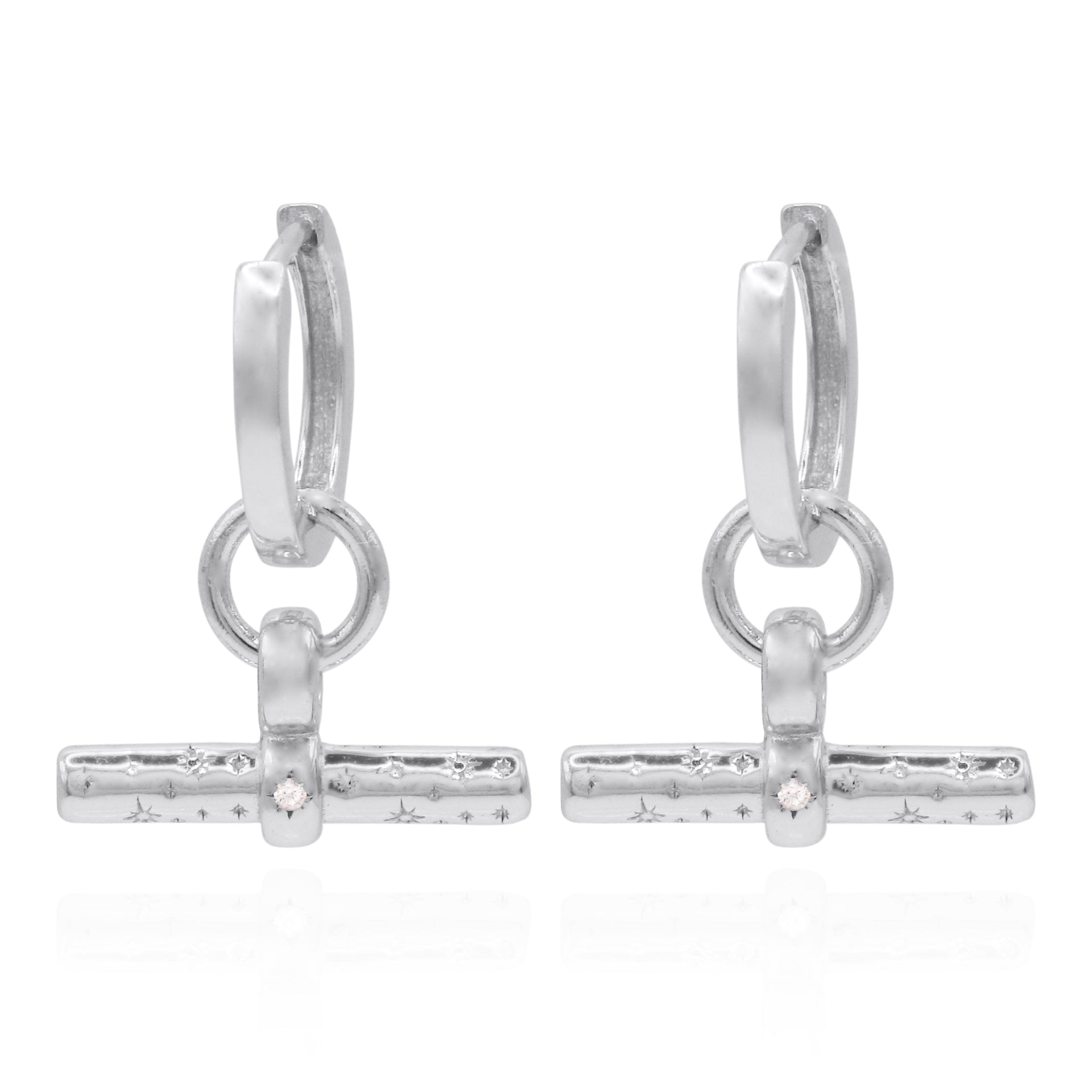 Cassia T-Bar Huggie Earrings | Sterling Silver