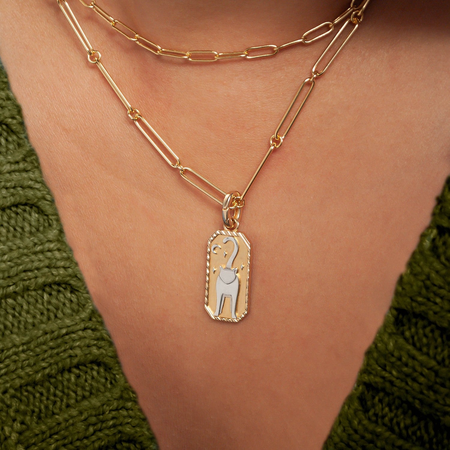 Meowdy Cat Mood Pendant In Gold & Silver