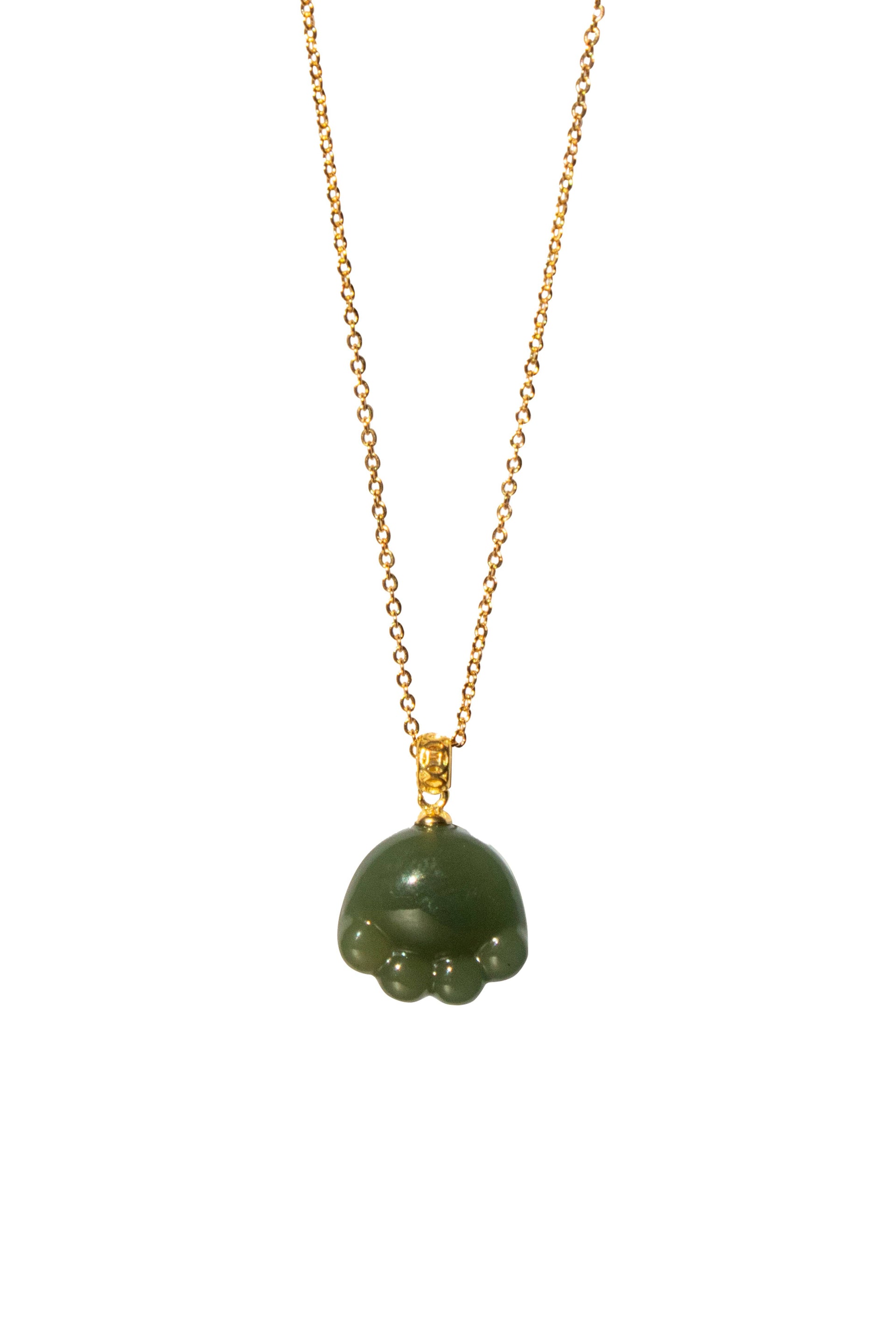 Cat Paw Green Jade Pendant Necklace