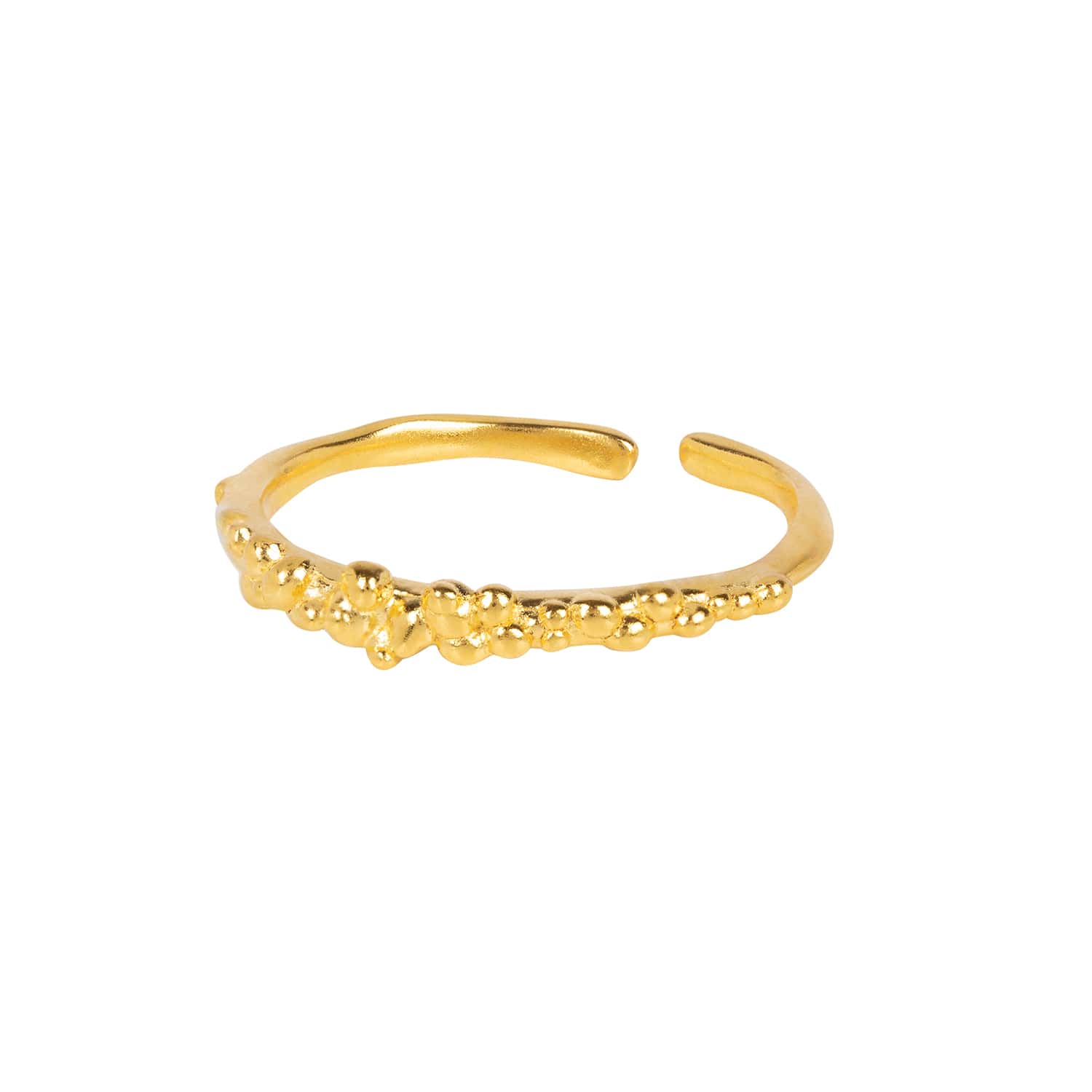 Caviar Gold Stacking Ring - Size Adjustable