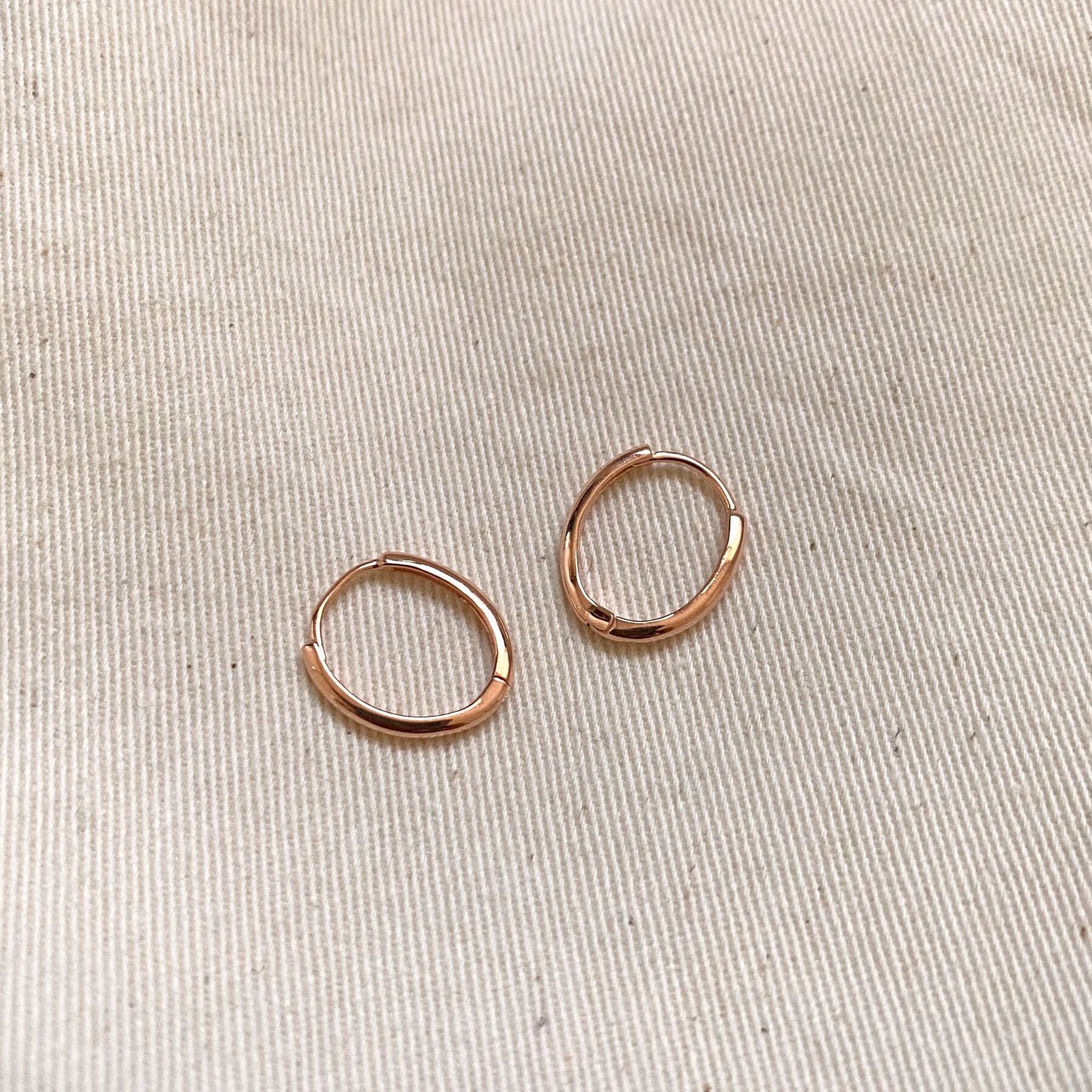 Sterling Silver Oval Small Hoop Earring Rose Gold