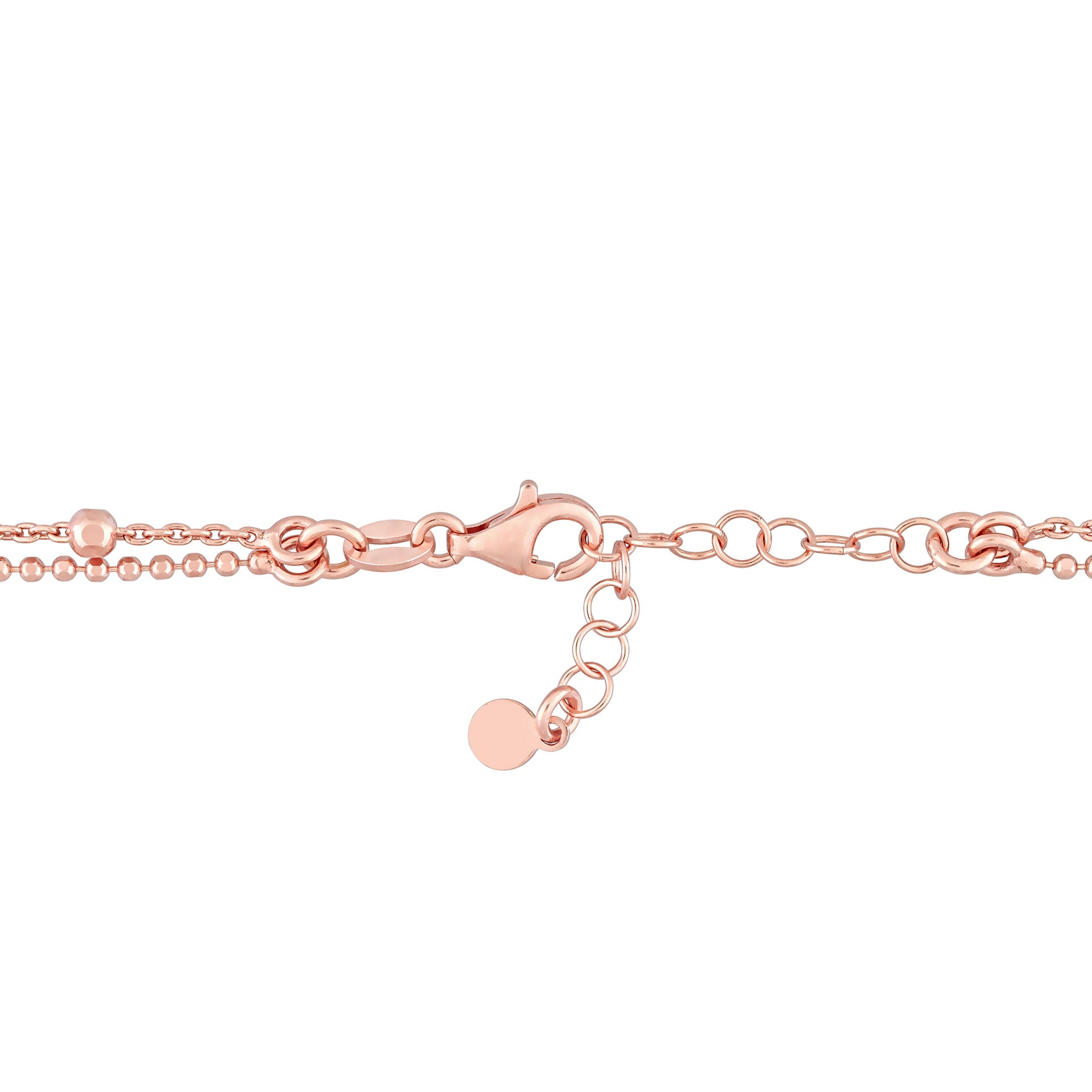 2-Strand Ball Bead Chain Necklace in 18k Rose Gold Plated Sterling Silver, 19 in