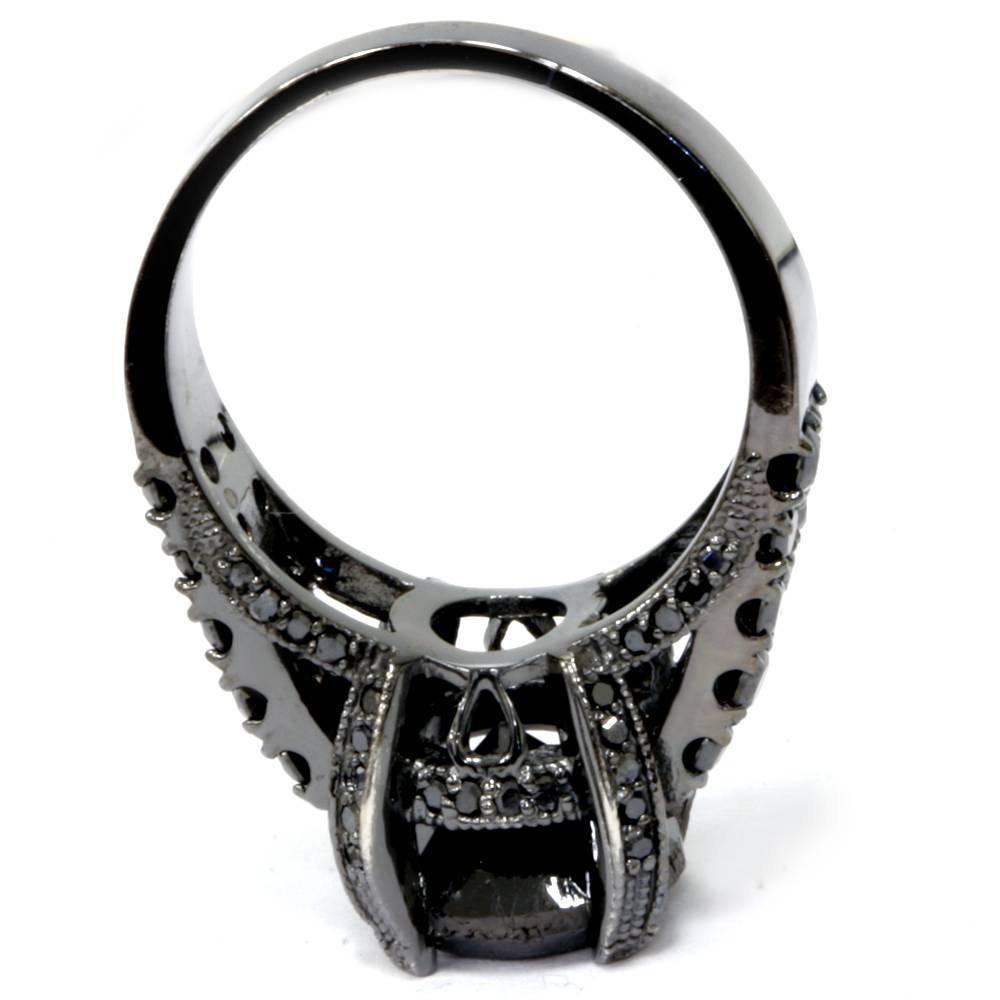 5 1/4ct Black Diamond Engagement Ring 14K Black Gold