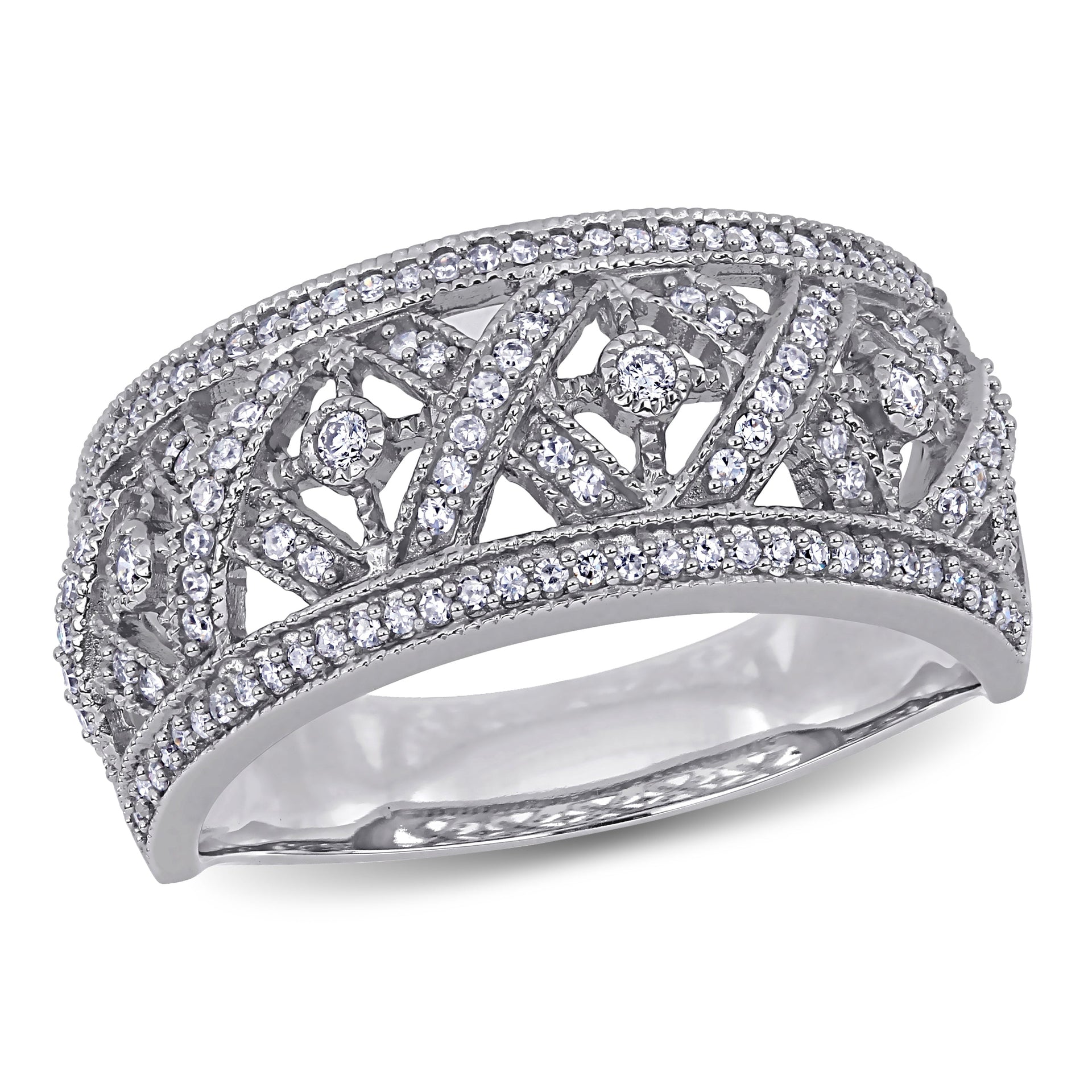 Mimi & Max 1/2ct TW Diamond Filigree Ring 10k White Gold