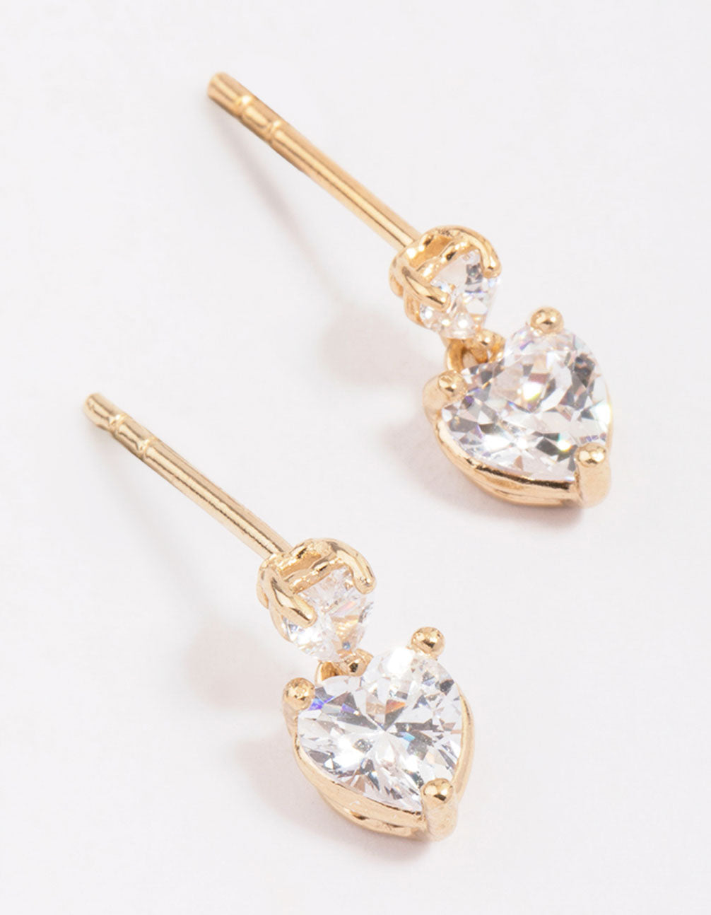 Lovisa Gold Plated Sterling Silver Heart Cubic Zirconia Stud Earrings | Premium Gold Plated On 925 Sterling Silver | Hypoallergenic | On-trend Classics