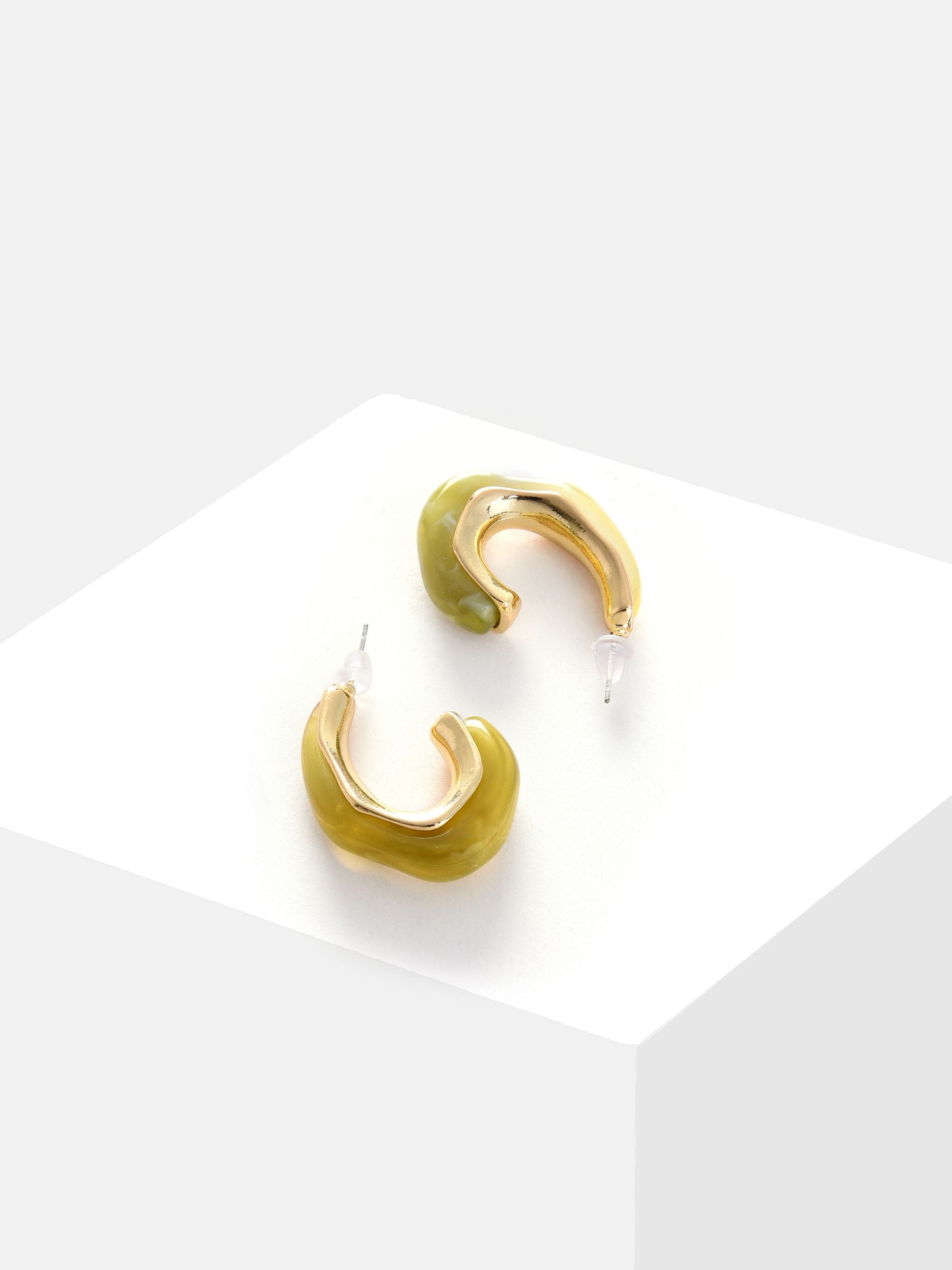 Green Contemporary Hoop Earrings