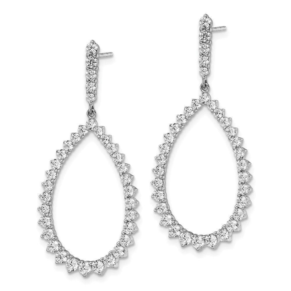 14k White Gold 3 CT Lab Grown Diamond Fancy Dangle Hoop Earrings VS Clarity D-E Color