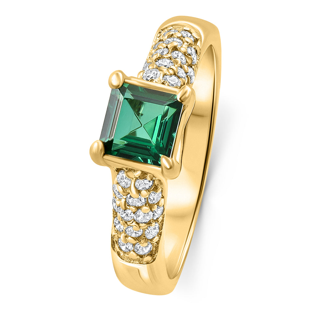 3/4Ct Pear Shaped Emerald Diamond Ring 10k Gold Lab Grown