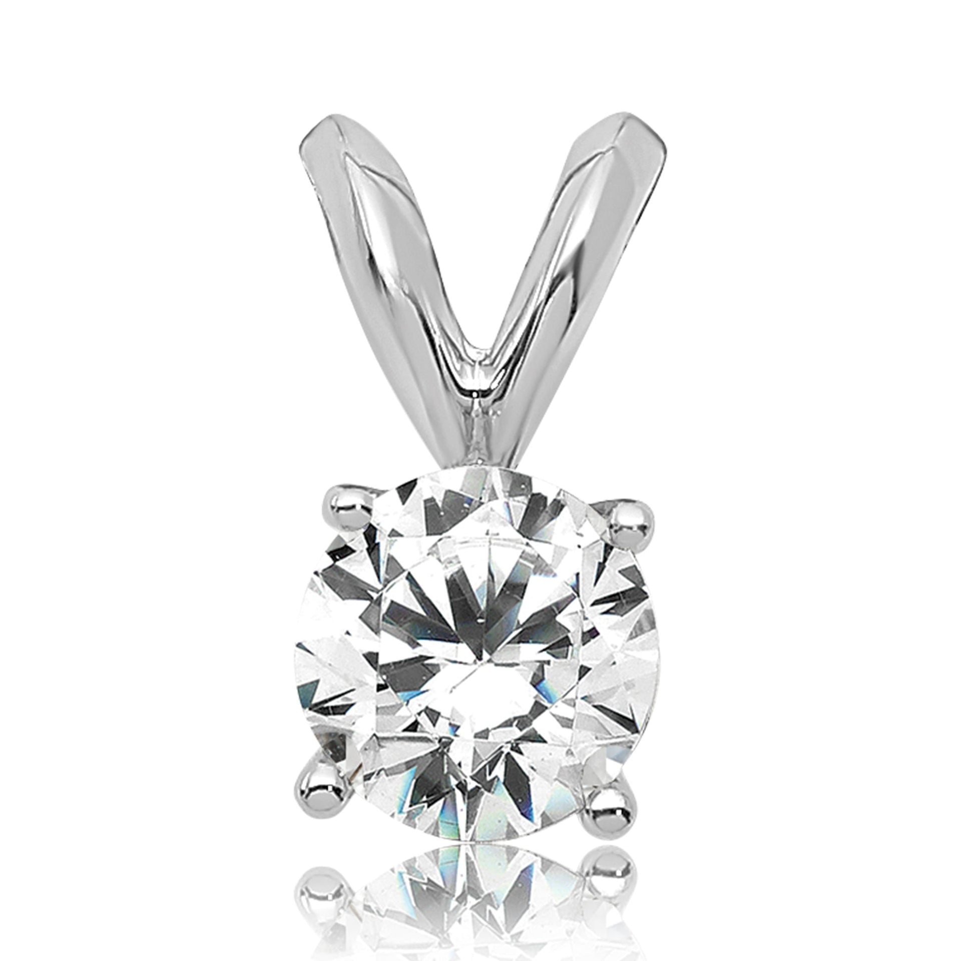 14k Gold Round Lab Grown Diamond Solitaire Pendant (0.37ct VS G-H)