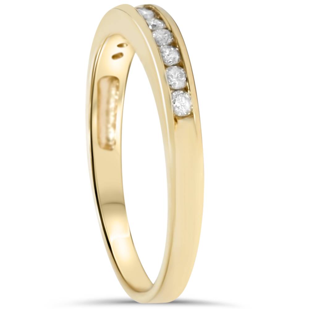 1/4ct 14K Yellow Gold Diamond Wedding Guard Stack Ring