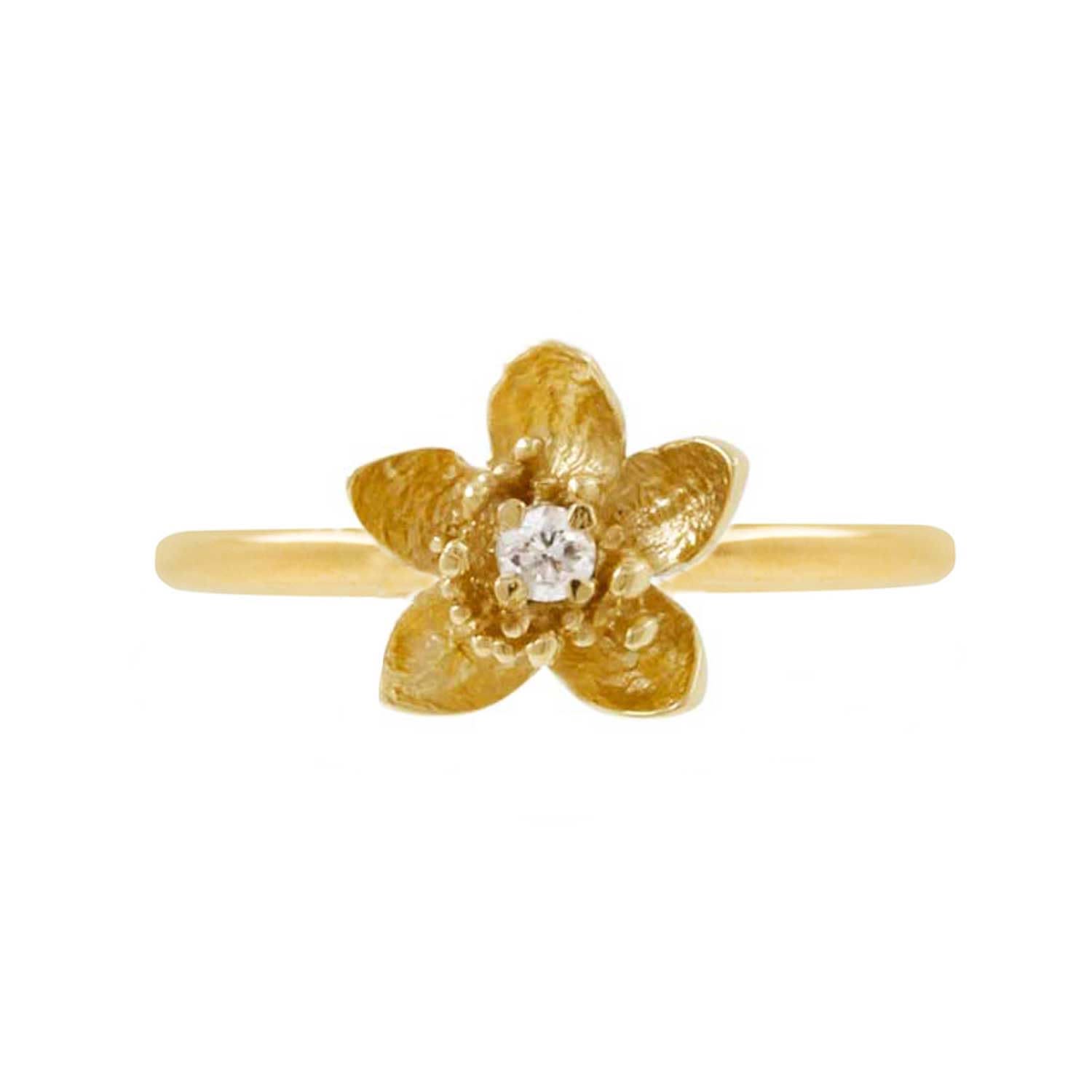 Diamond Cherry Blossom Ring - Gold