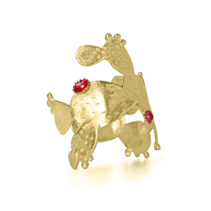 Cuff Cactus With Enamel - Silver