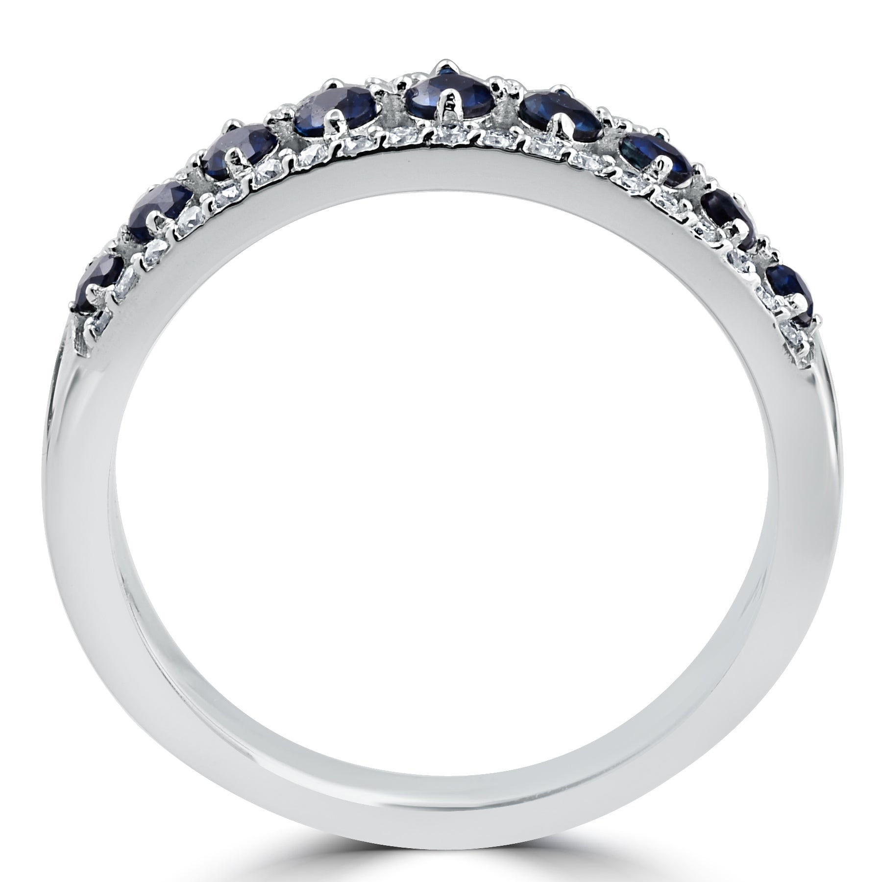 5/8 cttw Blue Sapphire & Diamond Wedding Ring Women's Band 14k White Gold