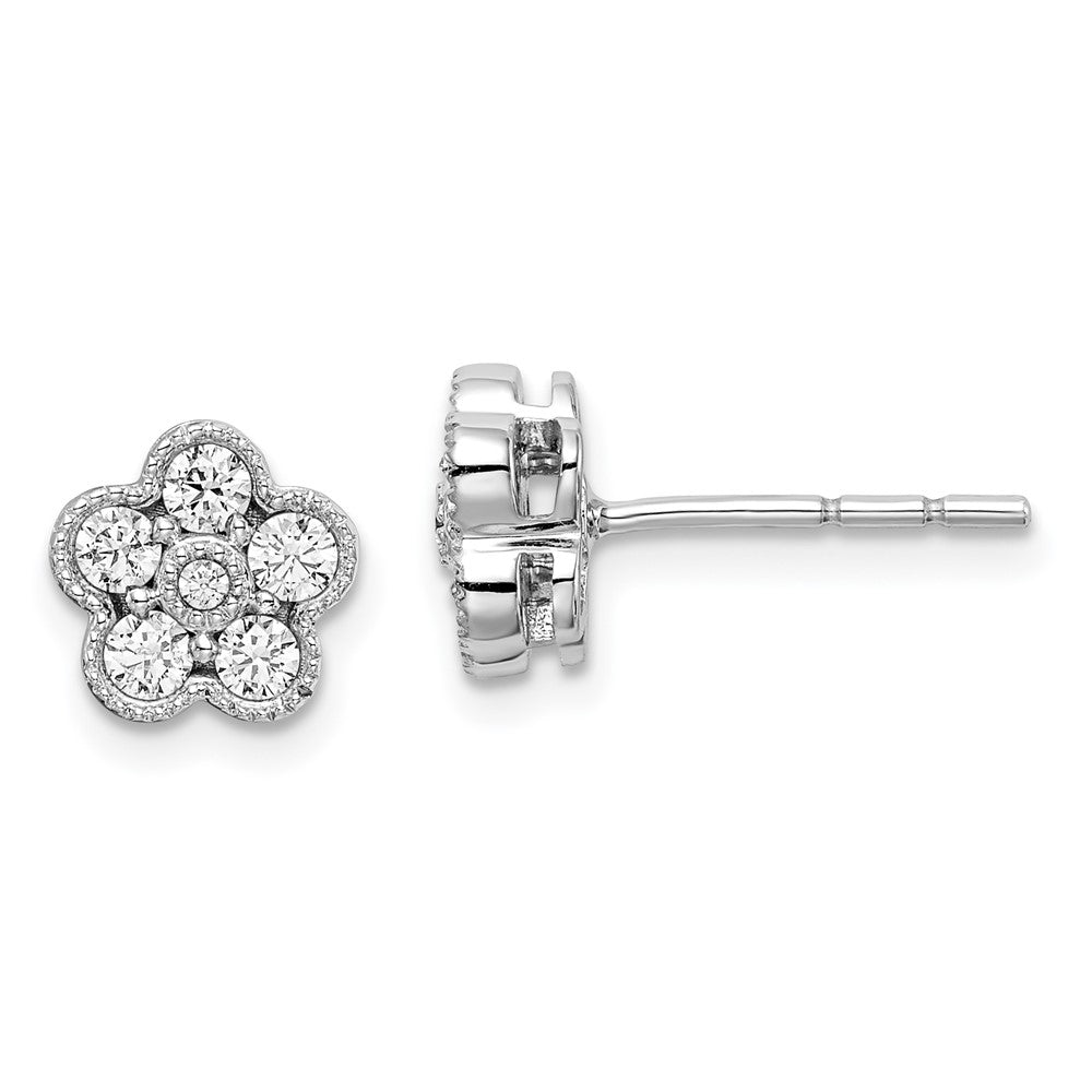 14k Gold 1/2 CT Lab Grown Diamond Floral Stud Earrings VS Clarity D-E Color