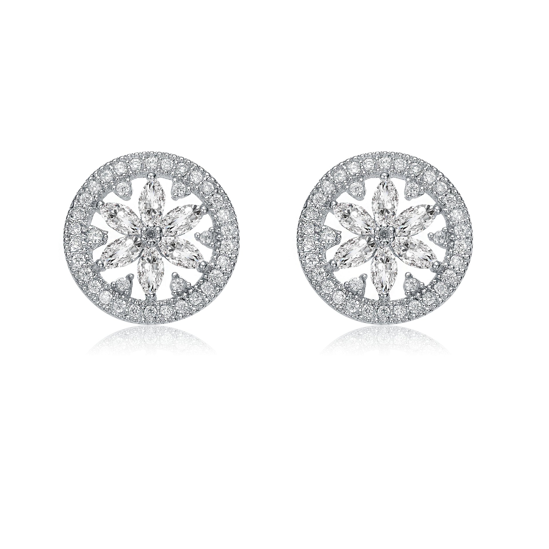 Sterling Silver White Cubic Zirconia Solitaire Earrings