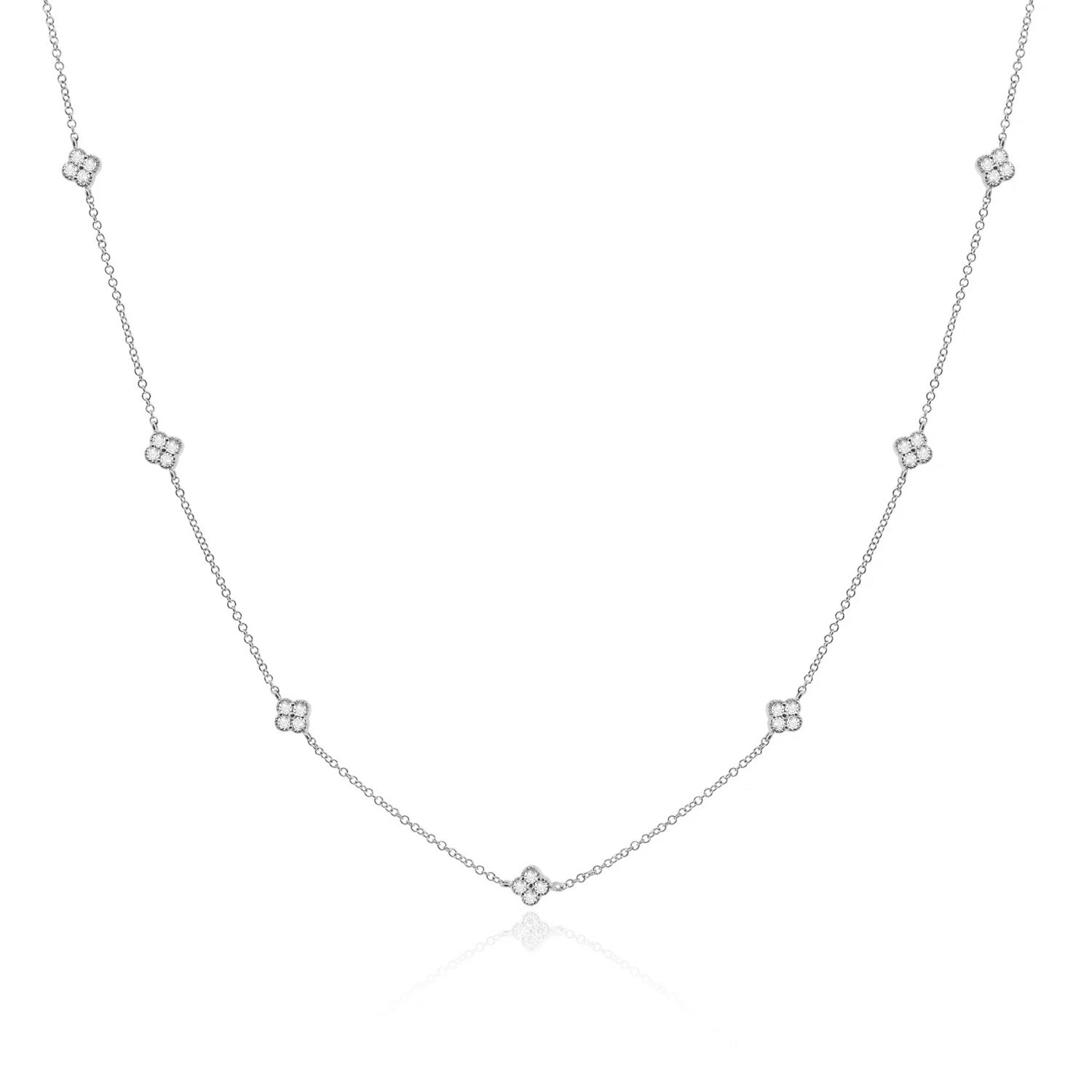 Diamond Clover Station Necklace
