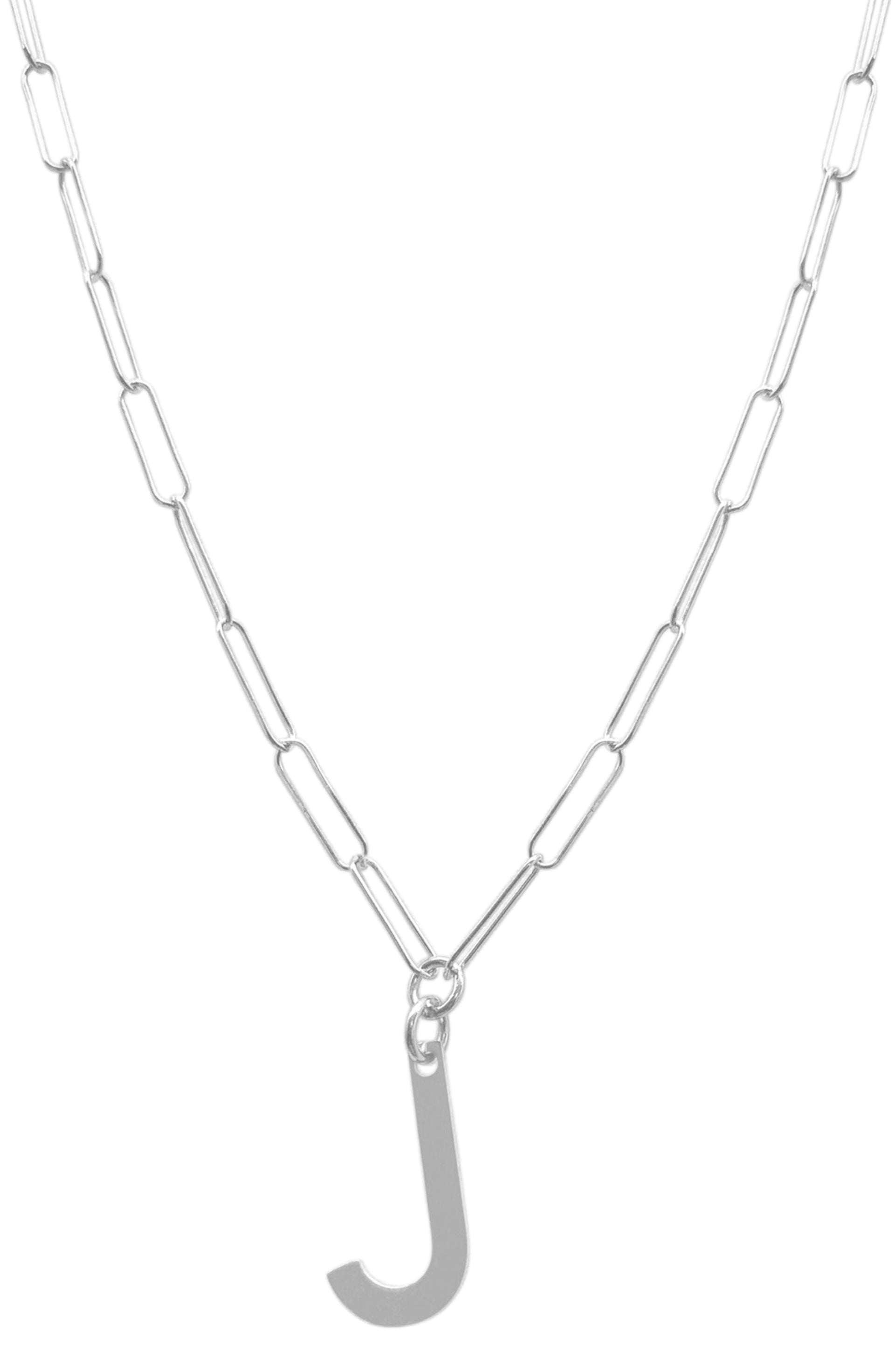 Adornia Initial Necklace with Paperclip Link Chain .925 Sterling Silver