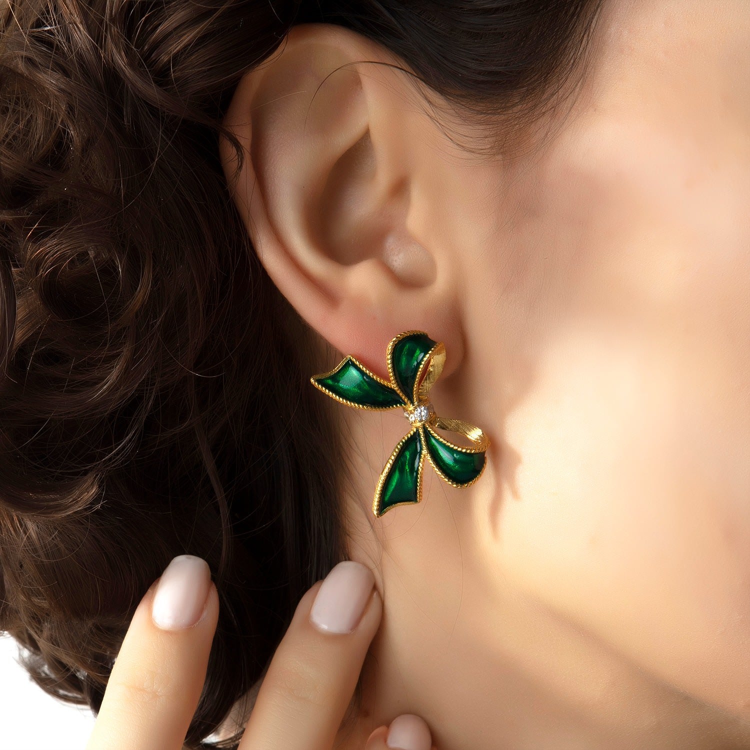 Green Bow Earrings