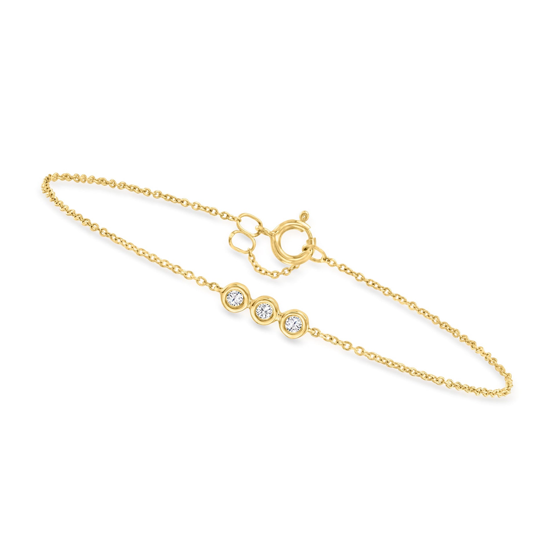 Bezel-Set Diamond Trio Bracelet in 10kt Yellow Gold