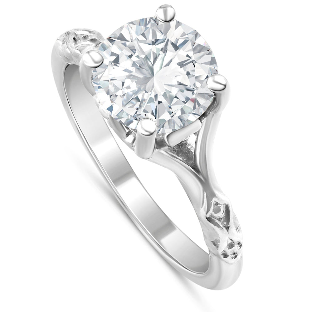 2 ct Certified Round Diamond Platinum Solitaire Diamond Engagement Ring Lab Grown