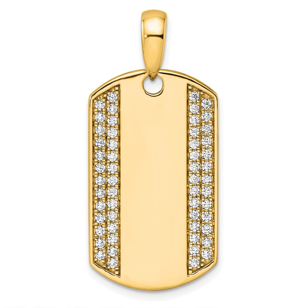 14k Gold Lab Grown Diamond Dog Tag Pendant (0.75ct VS D-E)