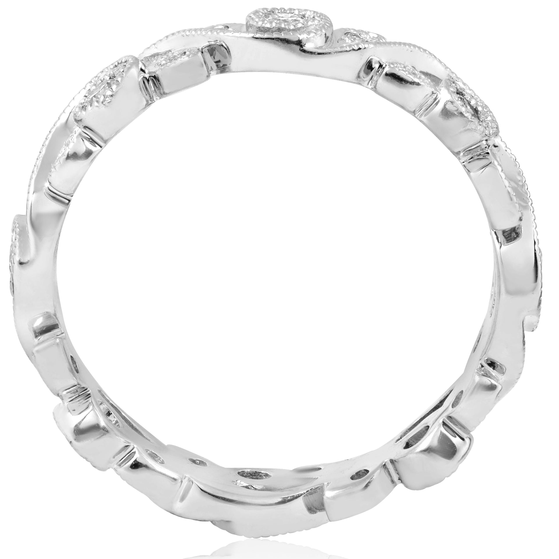 1/4ct Vintage Stackable Filigree Diamond Eternity Wedding Ring 14k White Gold