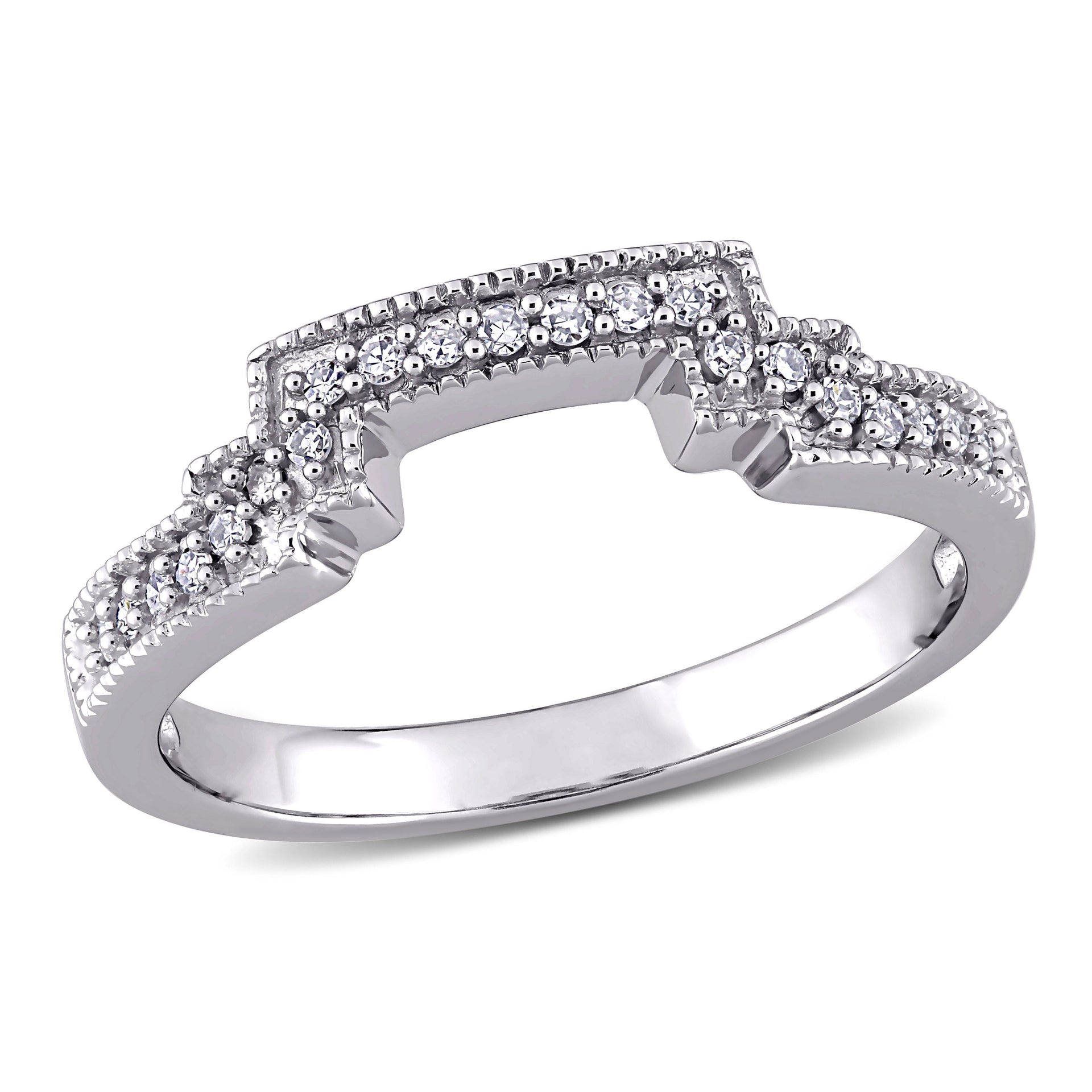 Mimi & Max 1/10ct TW Diamond Vintage Wedding Band 10k White Gold