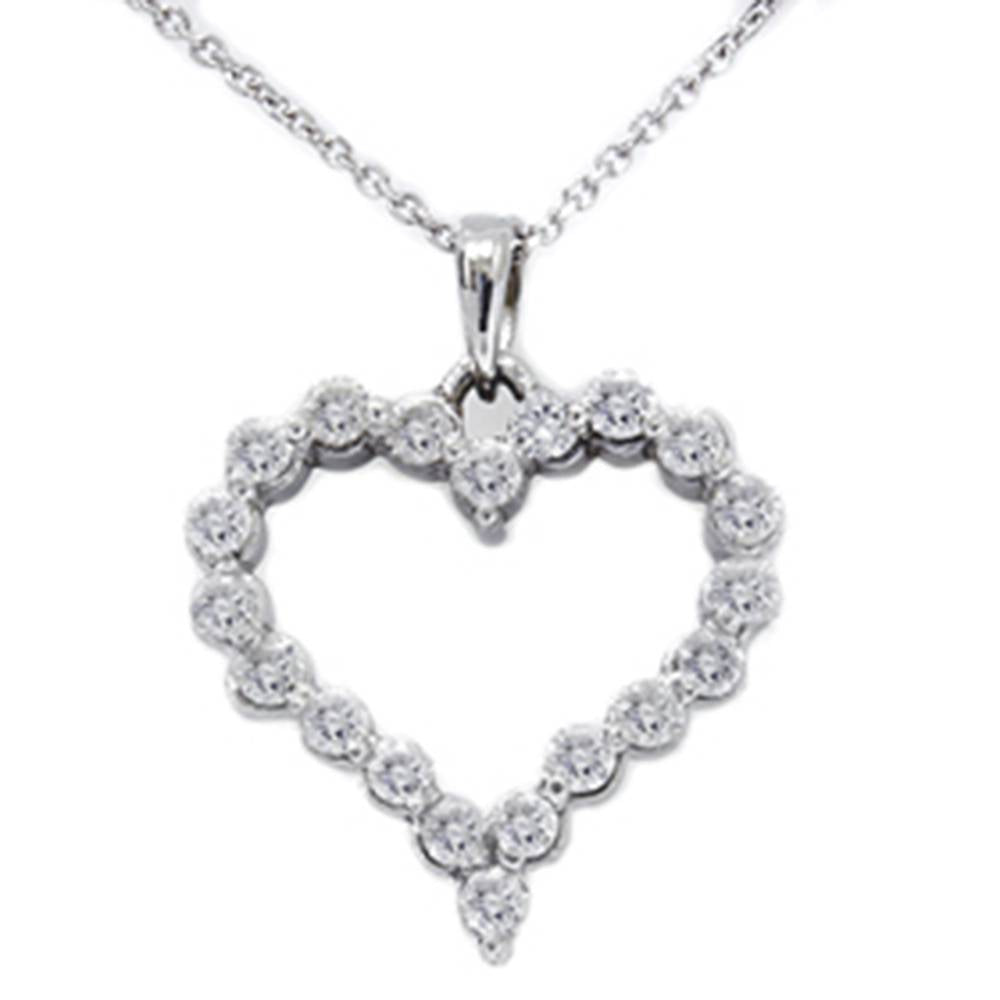 1ct Diamond Heart Shaped Pendant 14K White Gold New