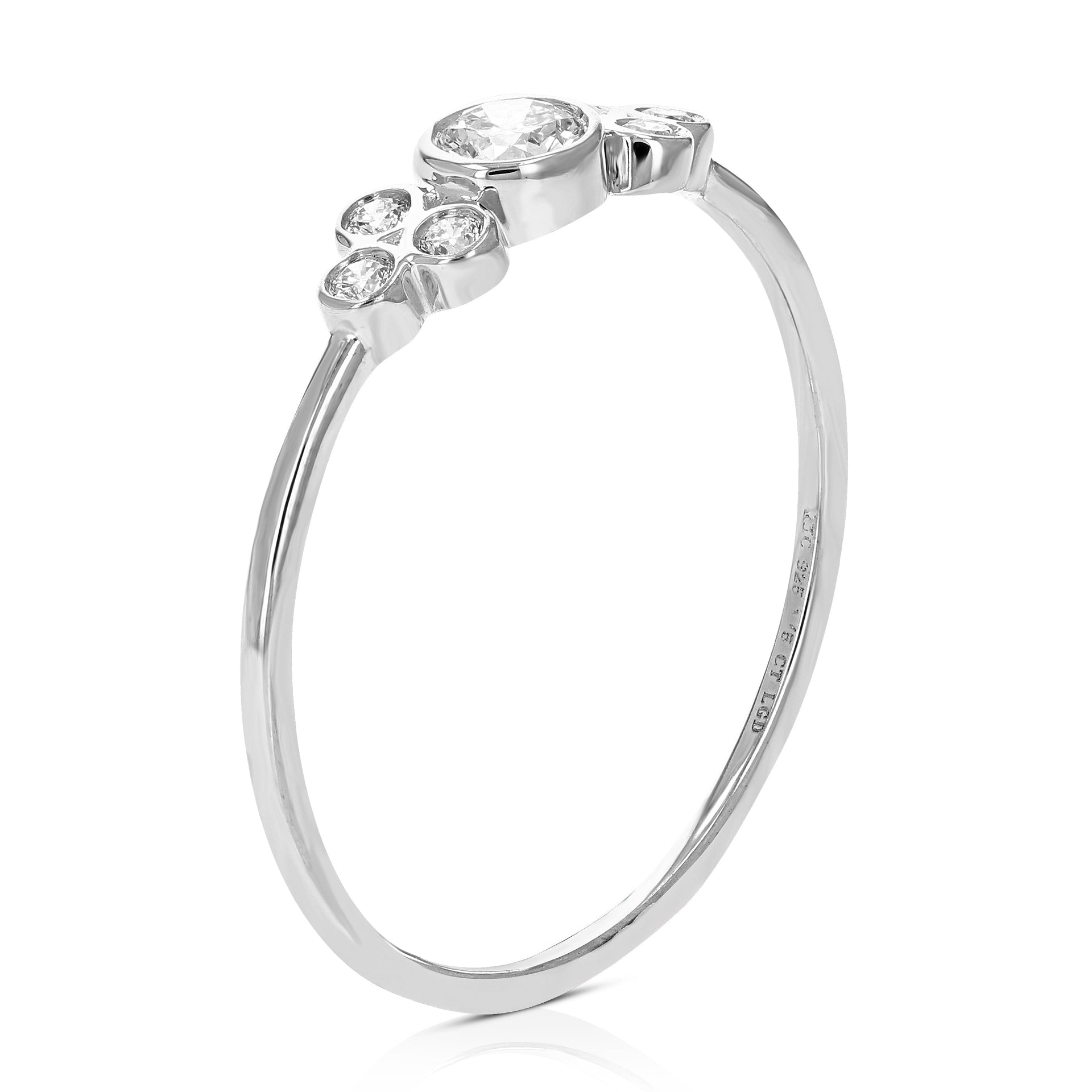 1/5 cttw Diamond Engagement Ring for Women, Round Lab Grown Diamond Engagement Ring in .925 Sterling Silver, Bezel Setting