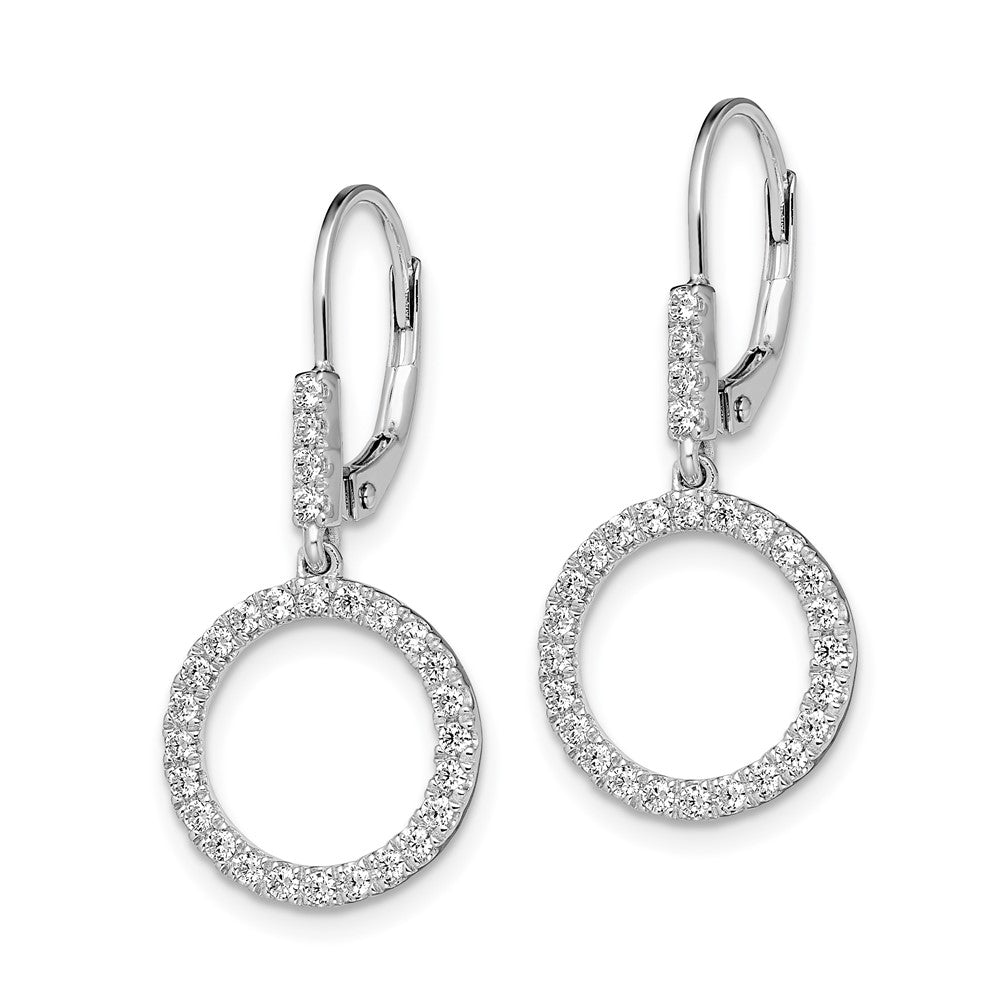 14K White Gold 0.55 CT Lab Grown Diamond Circle Dangle Leverback Dangle Earrings VS Clarity G-H Color