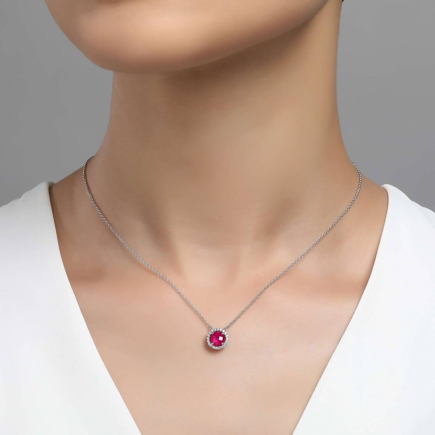 July Birthstone Necklace In Ruby/silver
