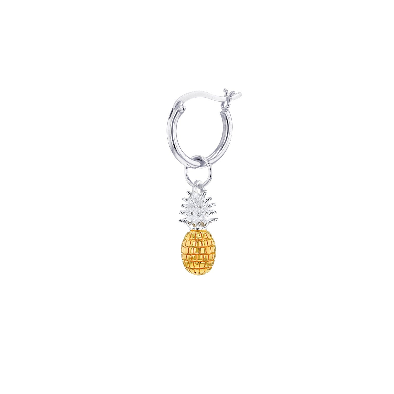 Mini Pineapple Pendant 2Tone 18Kt Gold Plated & Sterling Silver On Silver Chain