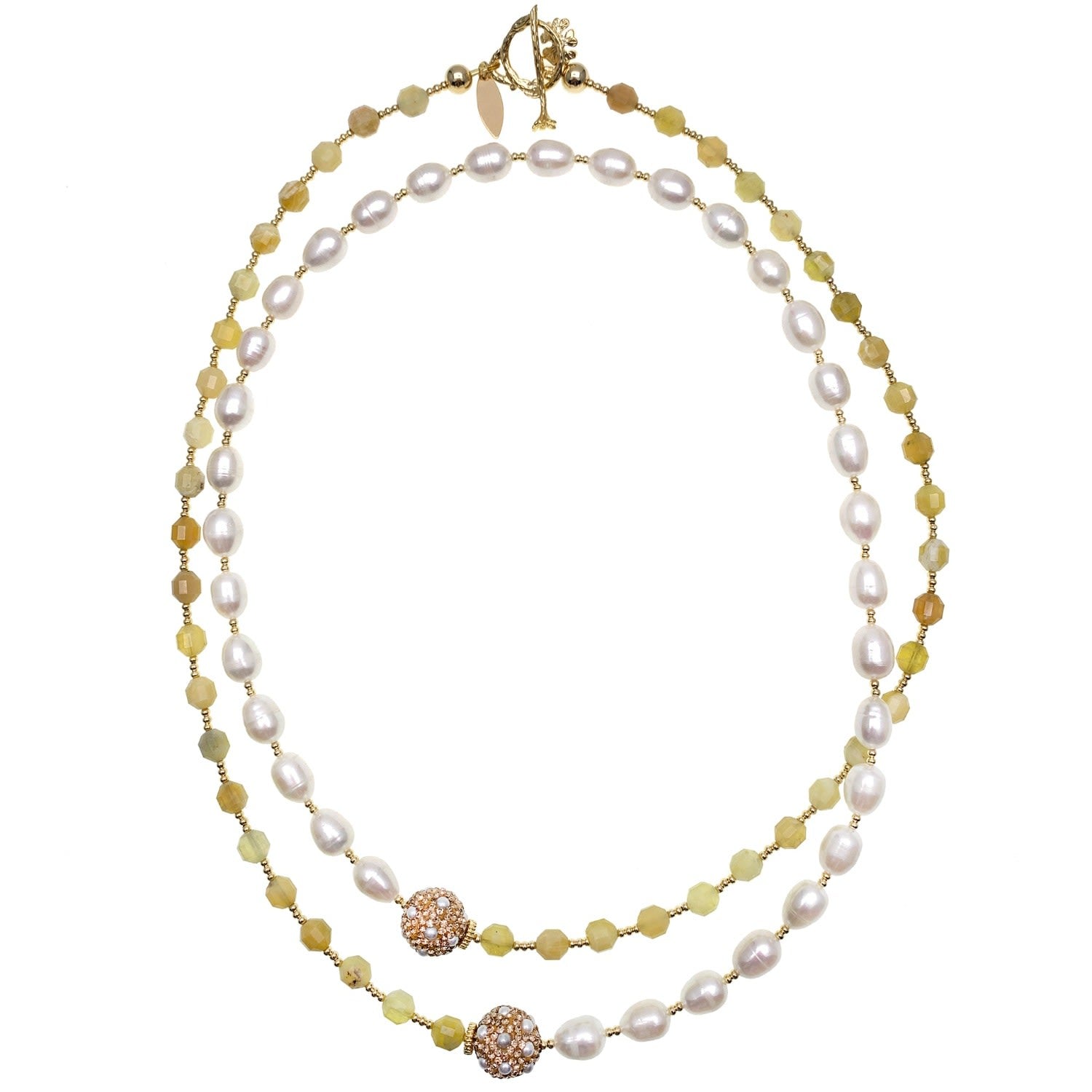 Yellow Opal With Freshwater Pearls Multi-Way Necklace
