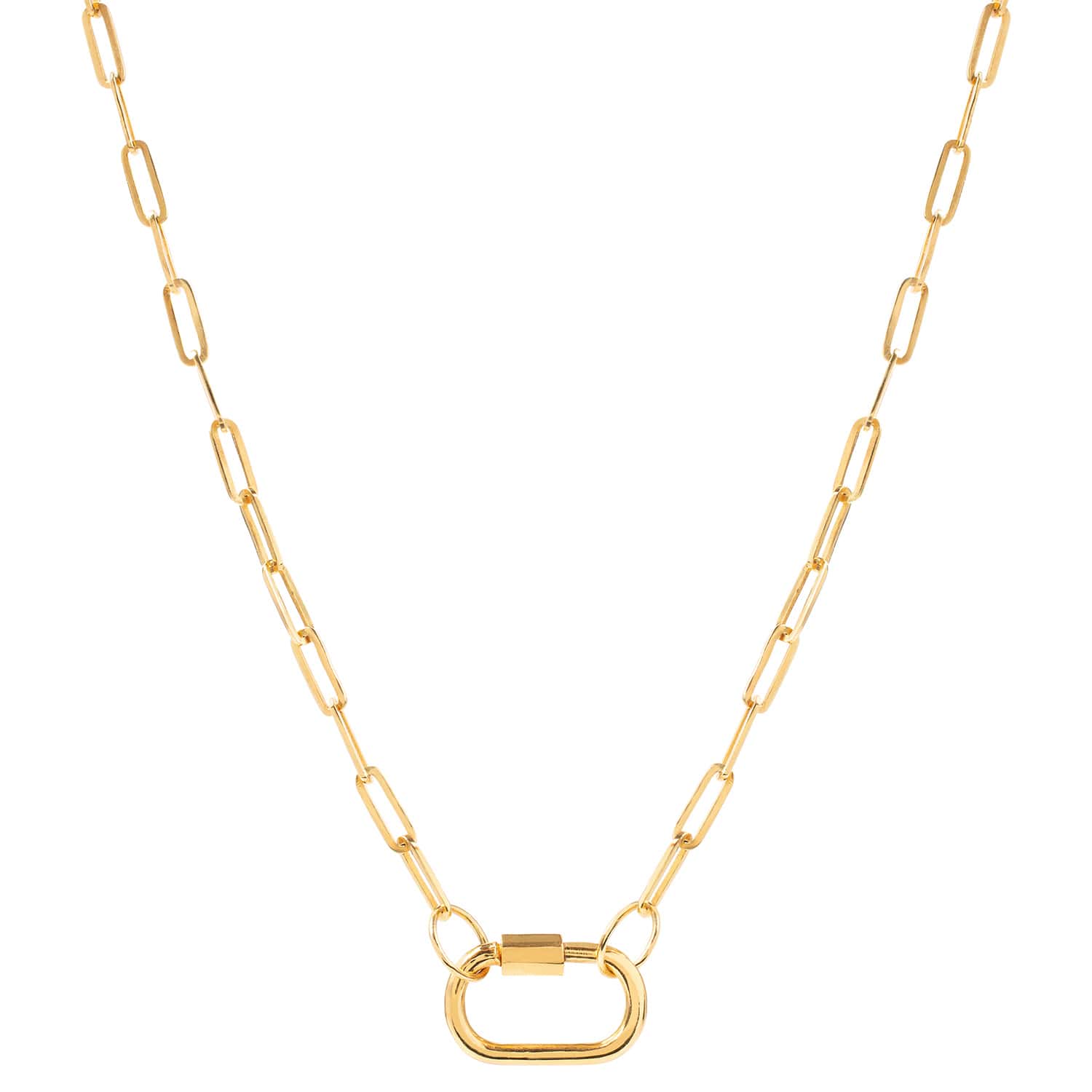 Daphne Gold Paperclip Chain Necklace With Carabiner Lock