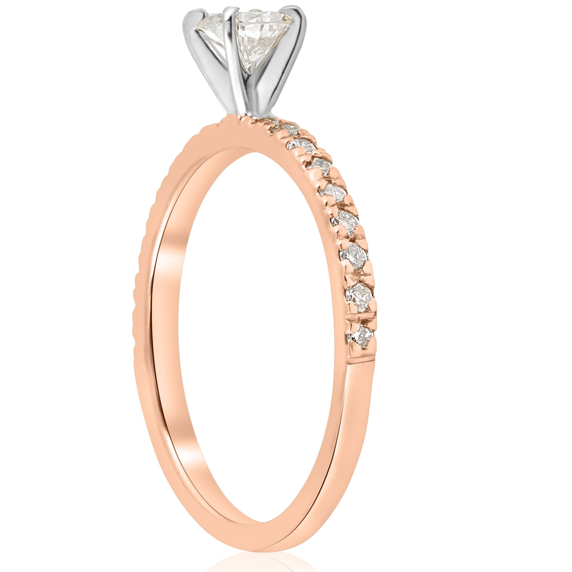 1/2 CT Diamond Engagement Ring 14K Rose Gold
