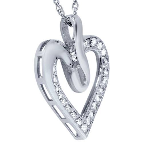 1/4Ct Diamond Curve Heart Shape Pendant Necklace in White, Yellow, or Rose Gold