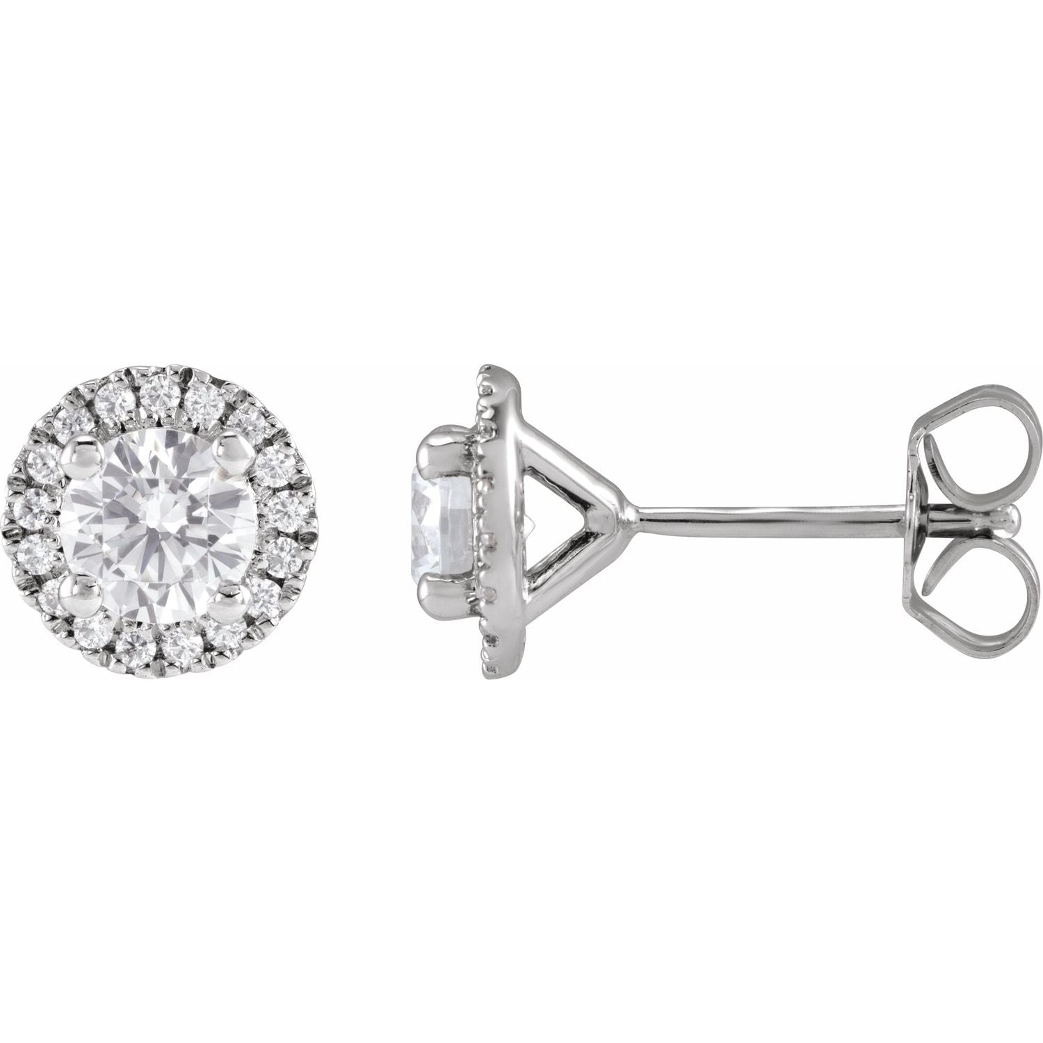 14K White Gold 1ct Lab-grown Diamond Stud Earrings Clarity SI Color G-H