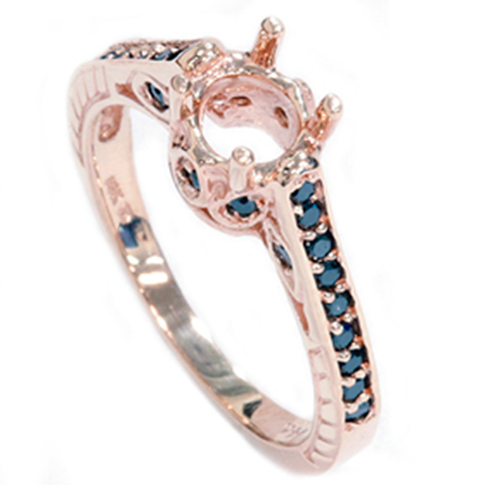 Rose Gold 1/4ct Vintage Black Diamond Ring Setting 14K