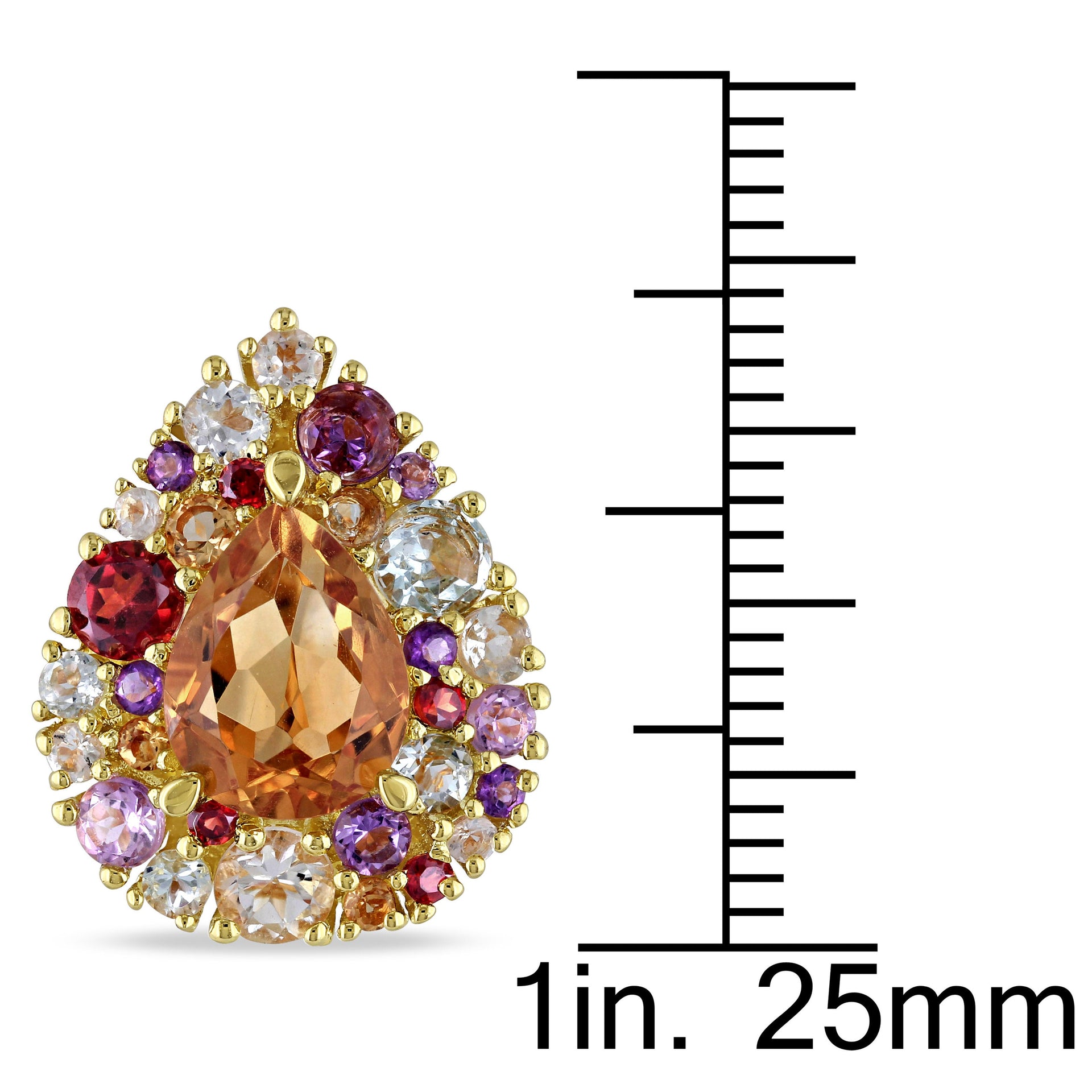 6 CT TGW Multi Gemstone Teardrop Earrings in Yellow Plated Sterling Silver