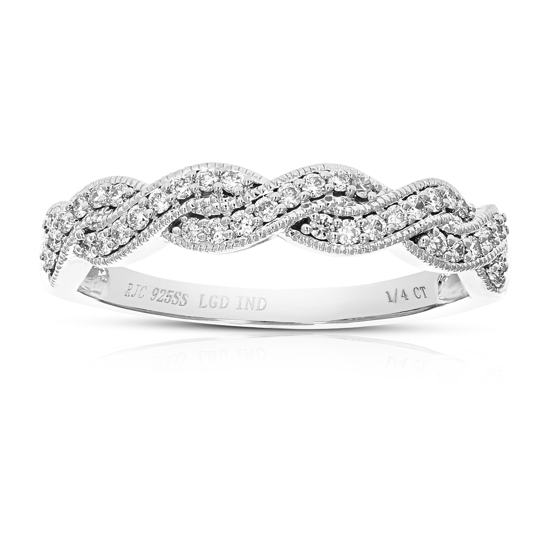 1/5 cttw Round Cut Lab Grown Diamond Prong Set Wedding Band .925 Sterling Silver