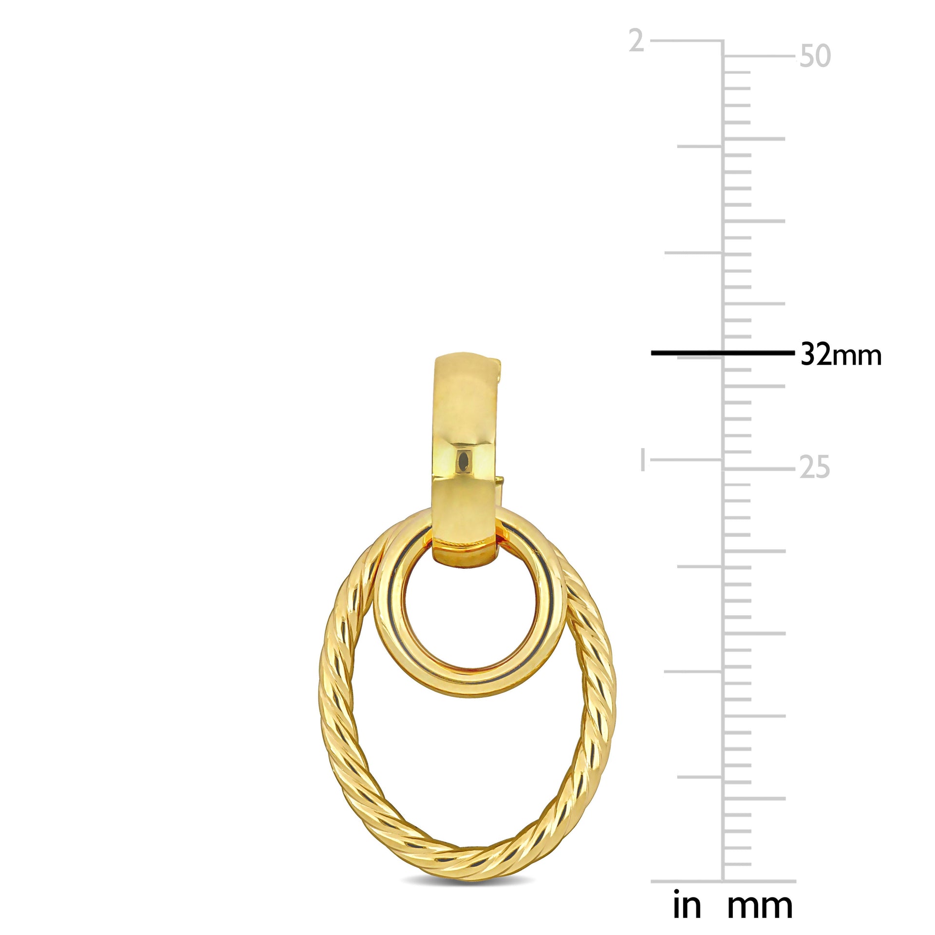Open Huggie Hoop with Open Circle & Oval Drop Earrings in 14K Yellow Gold