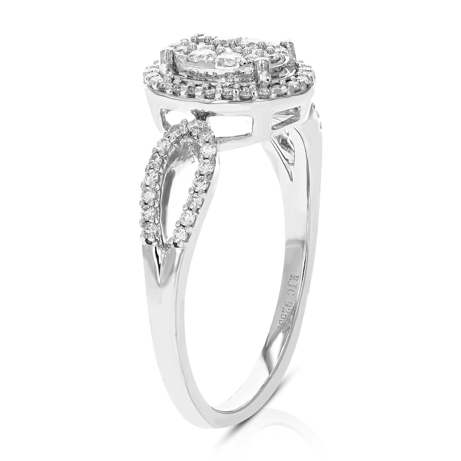 1/2 cttw Round Lab Grown Diamond Prong Set Engagement Ring .925 Sterling Silver