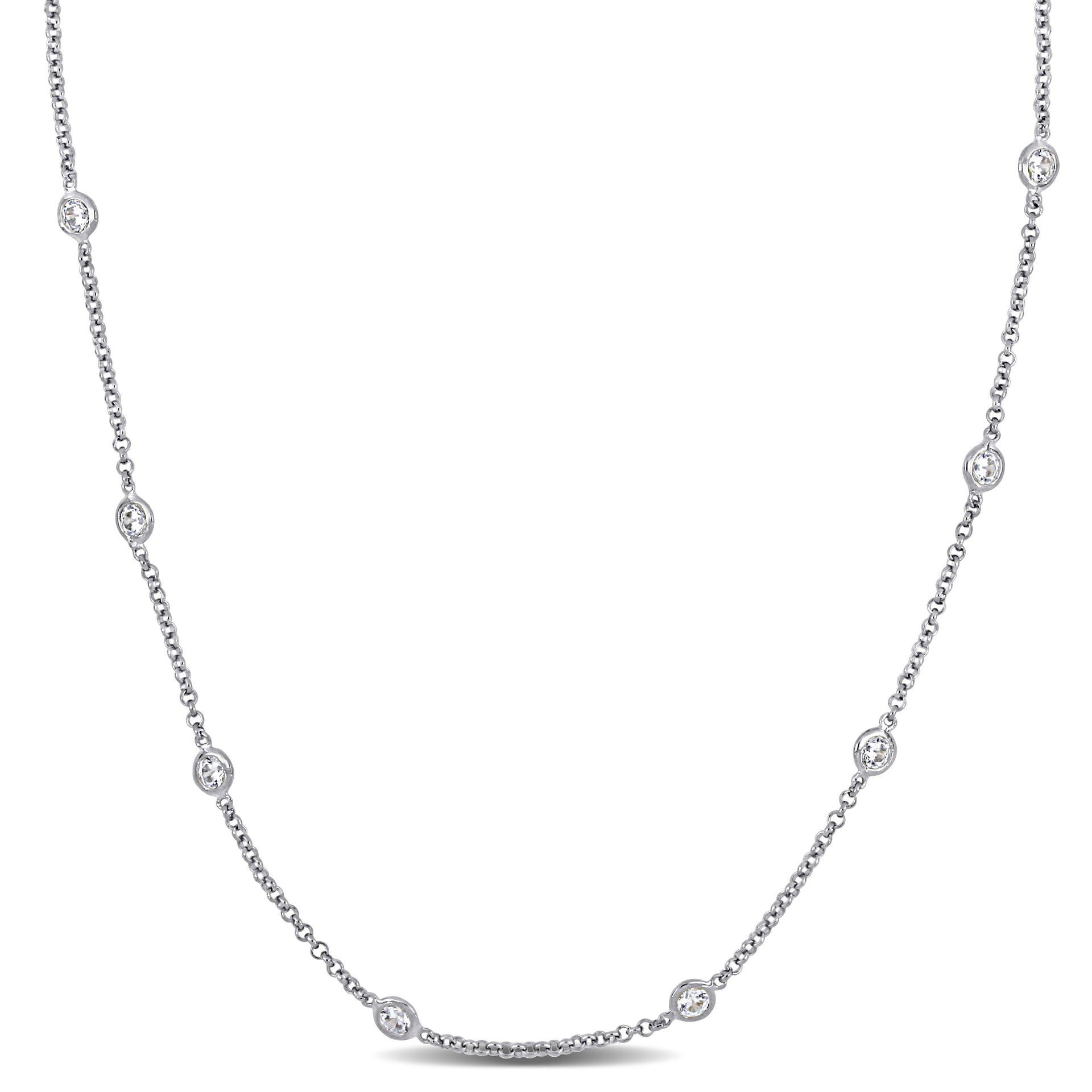10 CT TGW Cubic Zirconia By The Yard Station Necklace in Sterling Silver