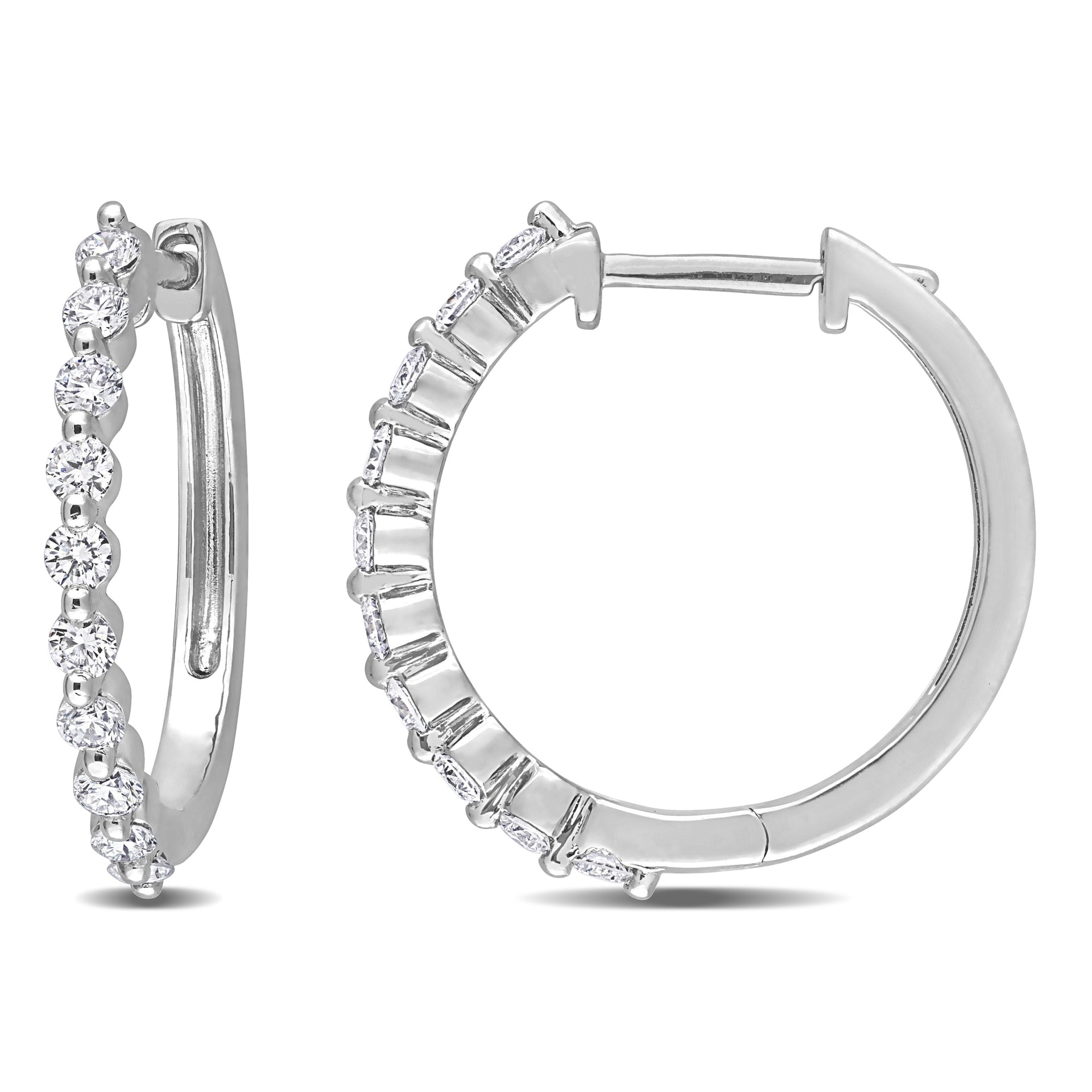 Created Forever 5/8 ct TW Lab-Grown Diamond Hoop Earrings in Platinum Silver