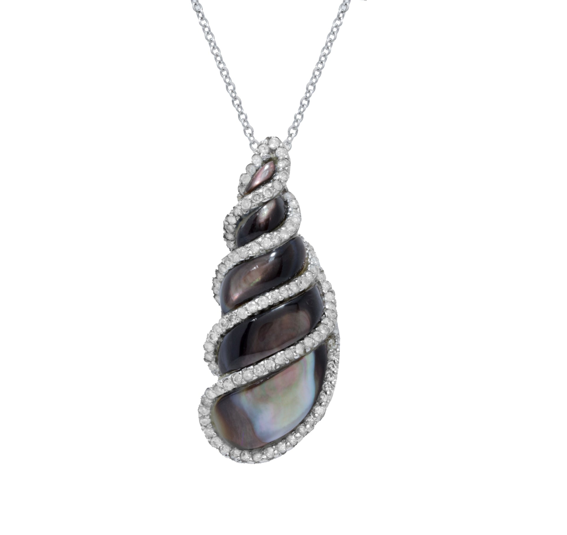 18kt white gold pearl and diamond pendant