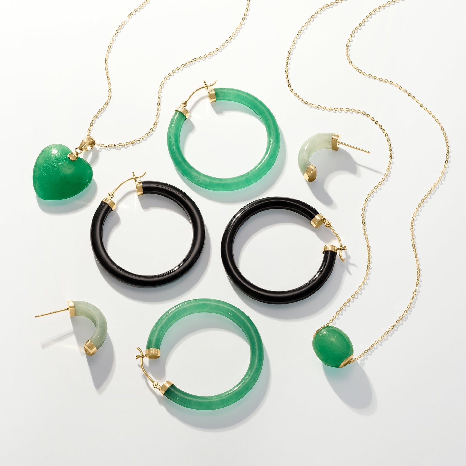 Canaria Fine Jewelry Jade Heart Pendant Necklace in 10kt Yellow Gold